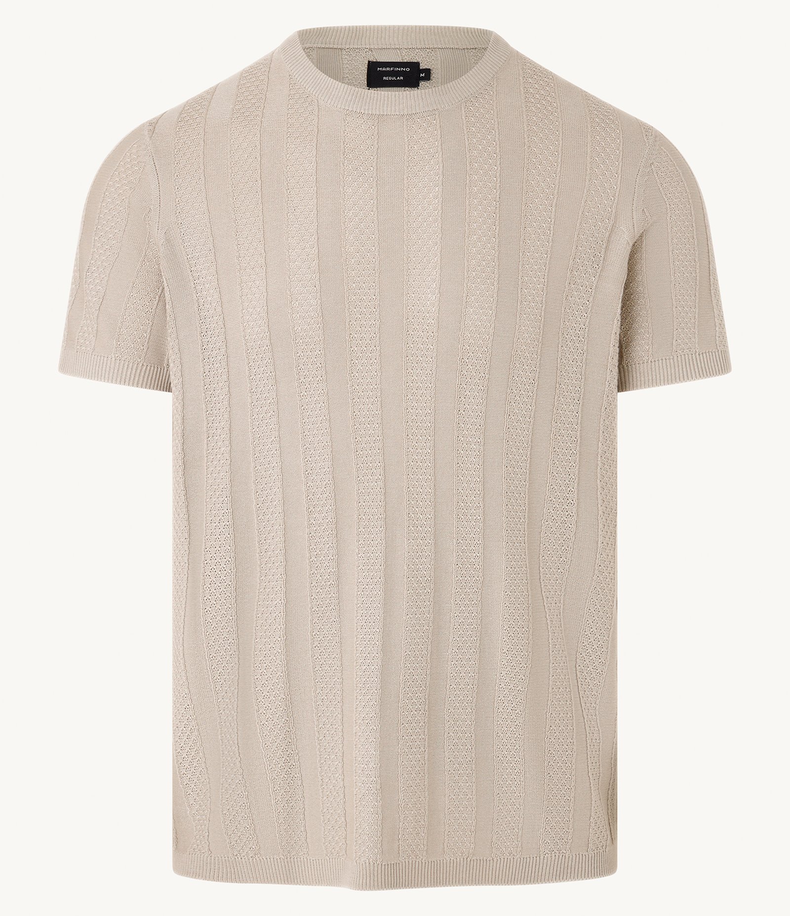 Camiseta em Viscose com Listras em Relevo Bege 5