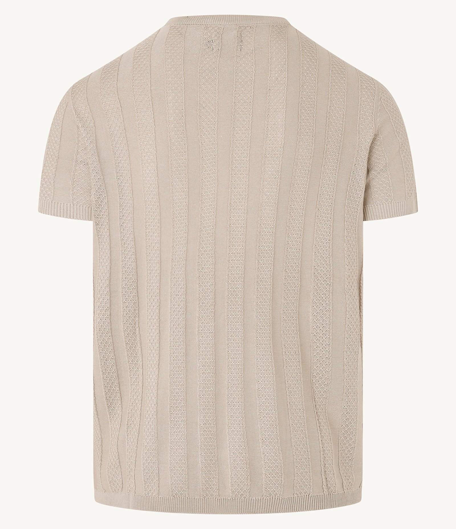 Camiseta em Viscose com Listras em Relevo Bege 7