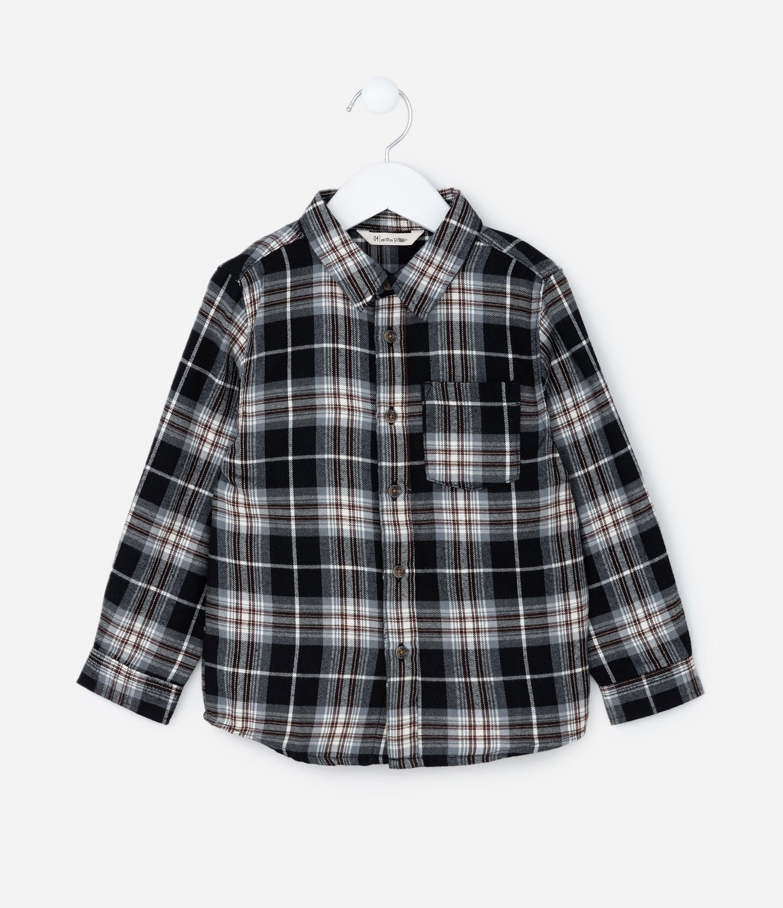 Camisa Infantil em Flanela com Estampa Xadrez - Tam 1 a 6 Anos Preto 2