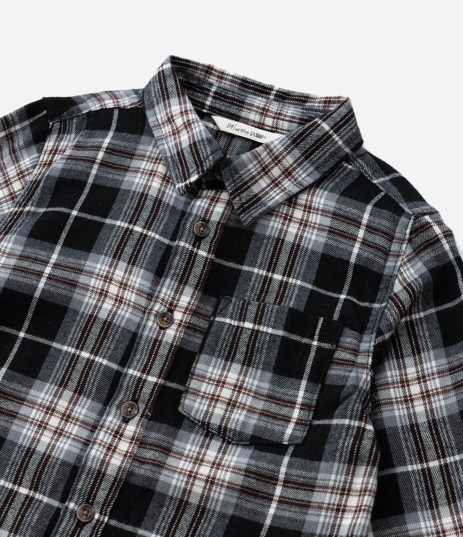 Camisa Infantil em Flanela com Estampa Xadrez - Tam 1 a 6 Anos Preto 7