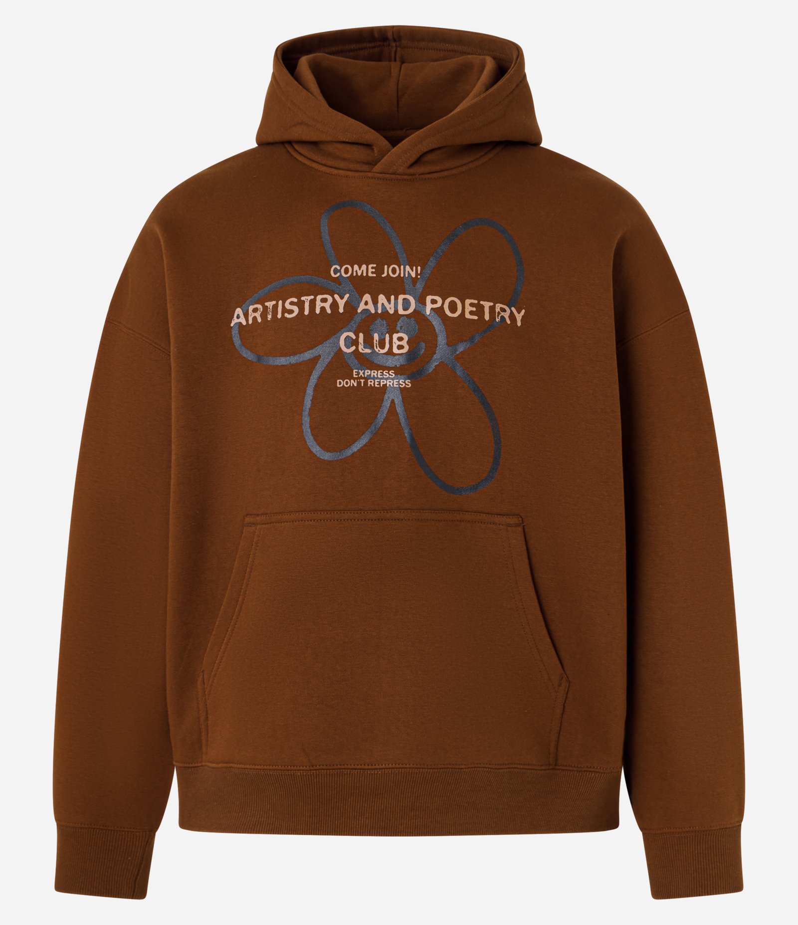 Casaco Boxy em Moletom com Felpa com Capuz e Estampa Lettering Marrom 6