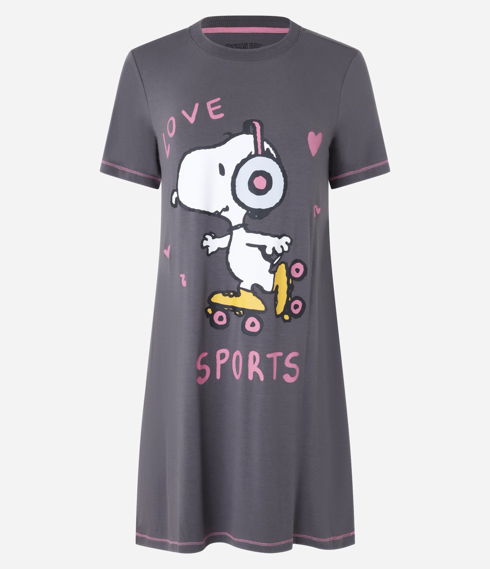 Camisola Curta em Viscose com Estampa Snoopy Cinza 4