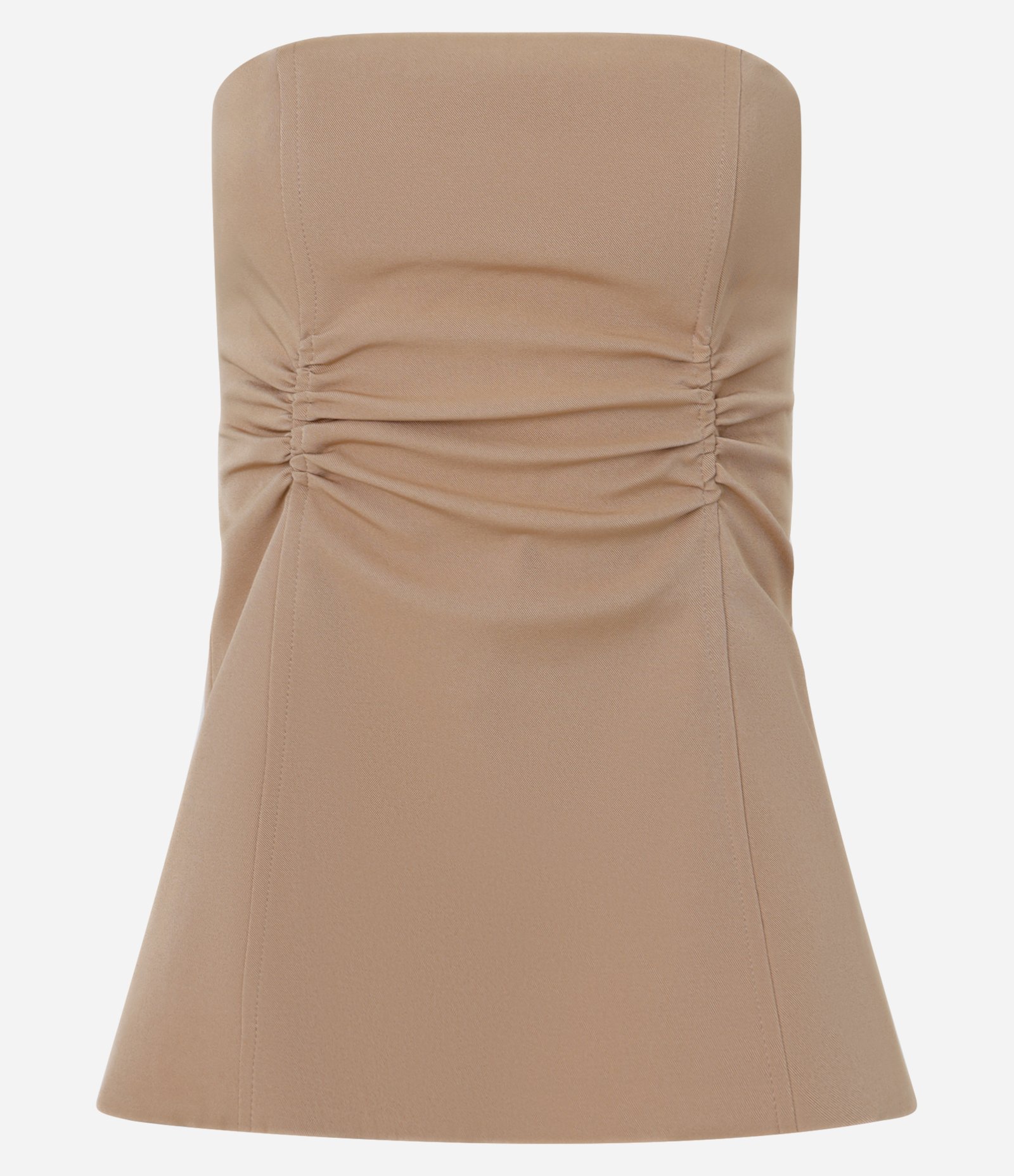 Blusa Corset em Crepe com Franzidos e Lastex Marrom 5