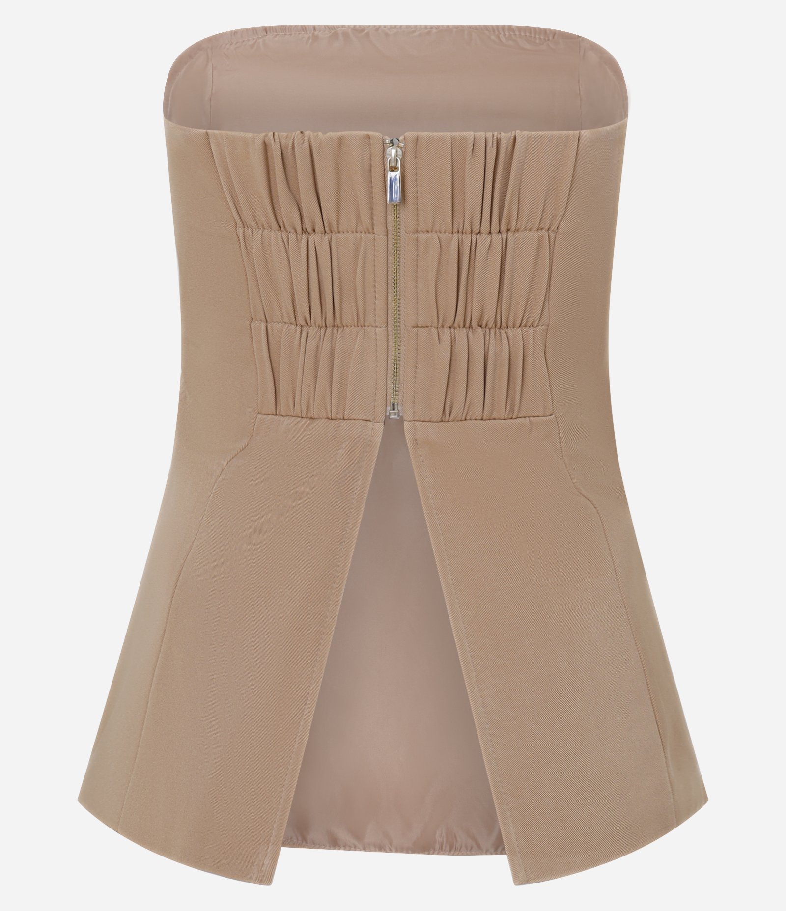 Blusa Corset em Crepe com Franzidos e Lastex Marrom 6