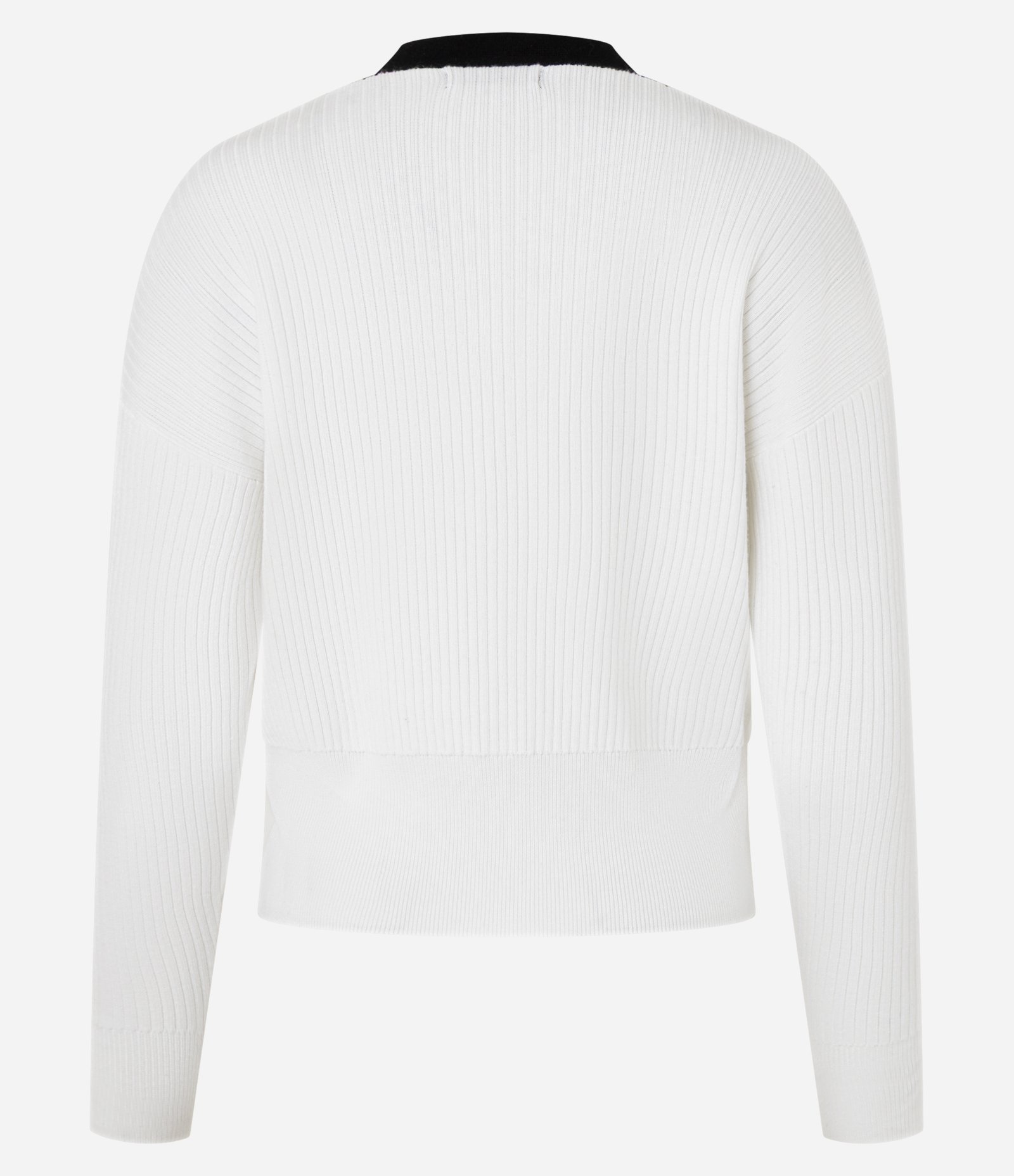 Caridgan em Tricô com Botões de Metal e Bolso Fake Contrastantes Branco 7