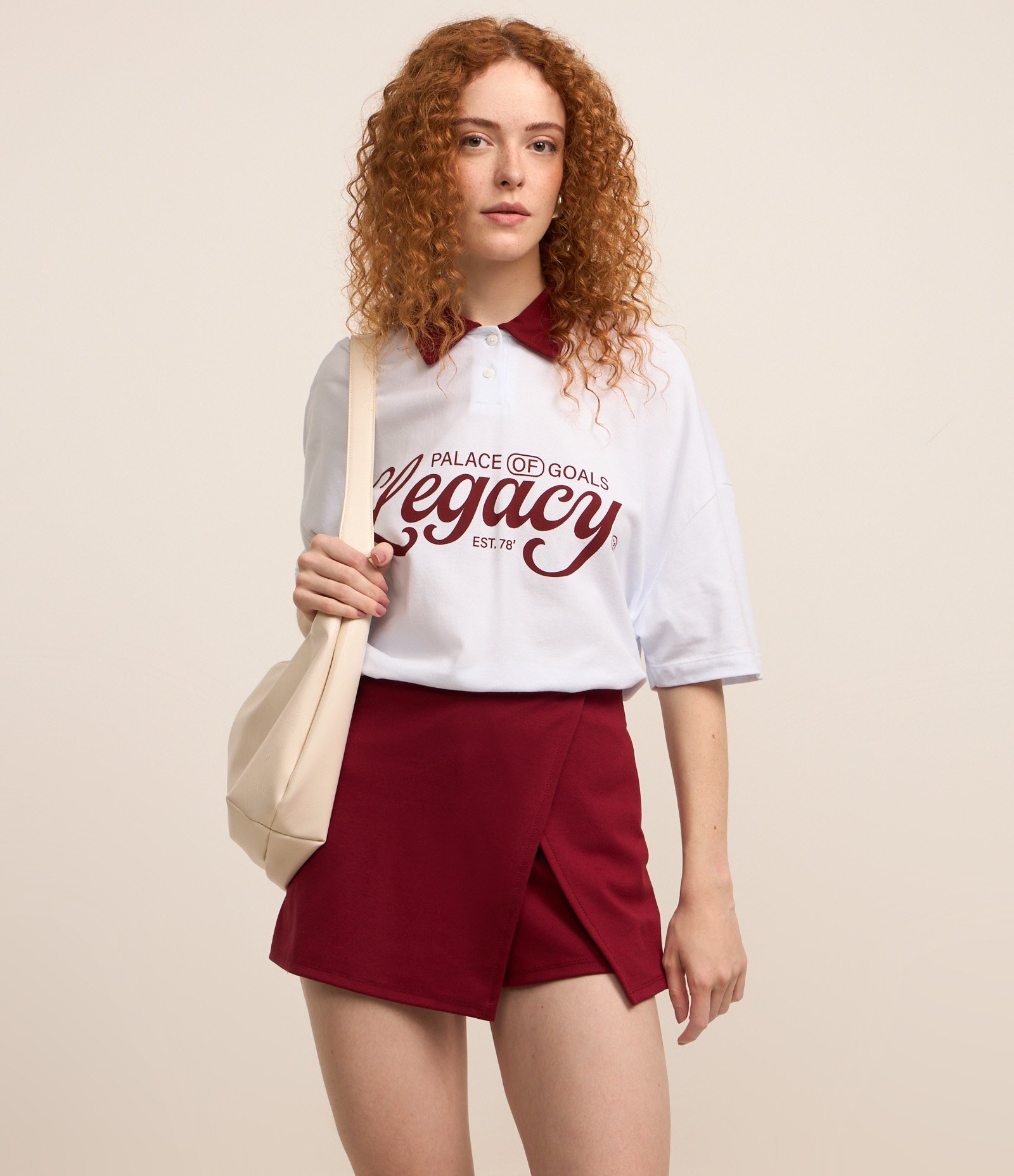 Short Saia em Ponto Roma com Frente Transpassada Vermelho 2