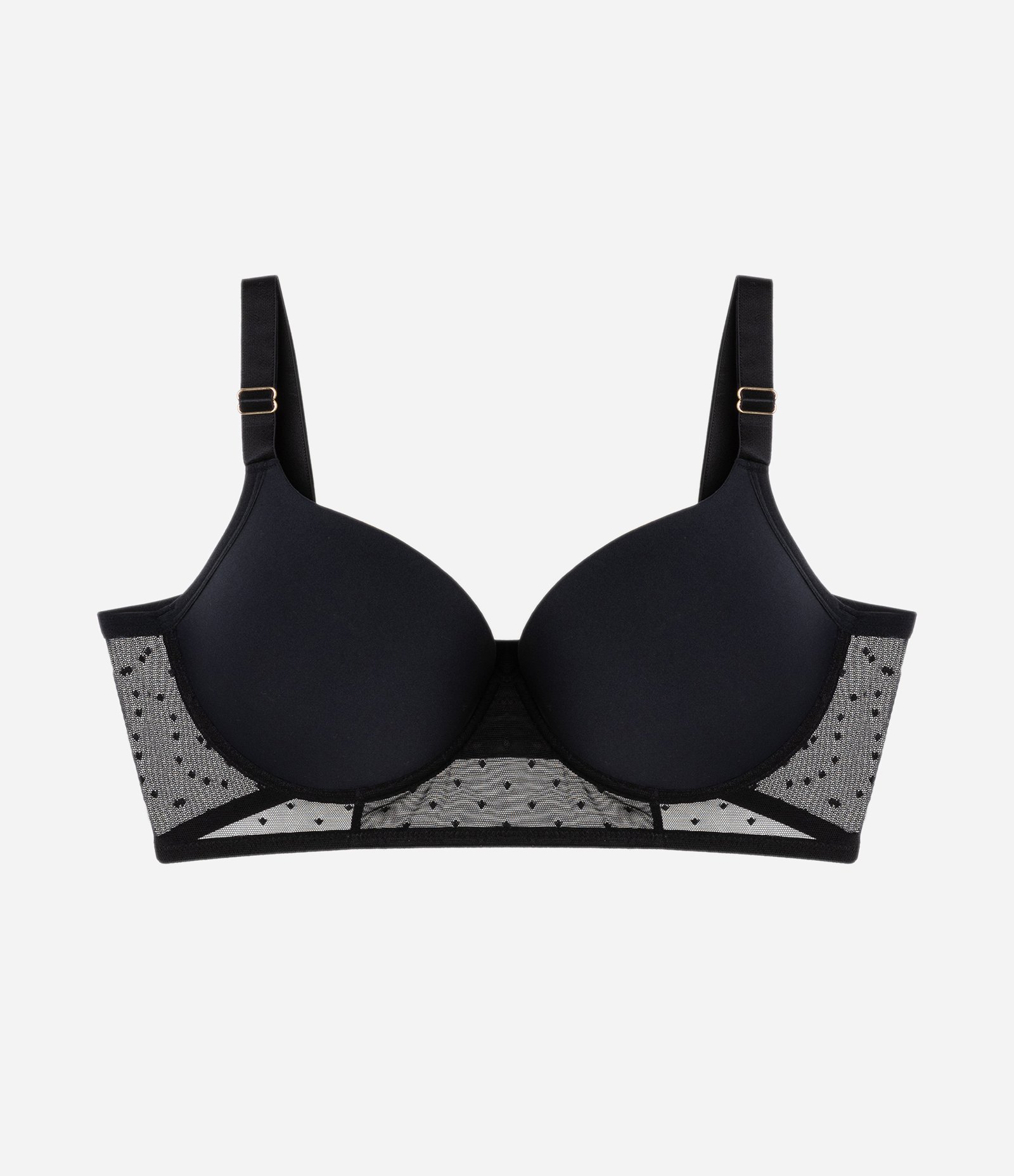 Sutiã com Aro Bojo Oco com Tule Poá Curve e Plus Size Preto 5