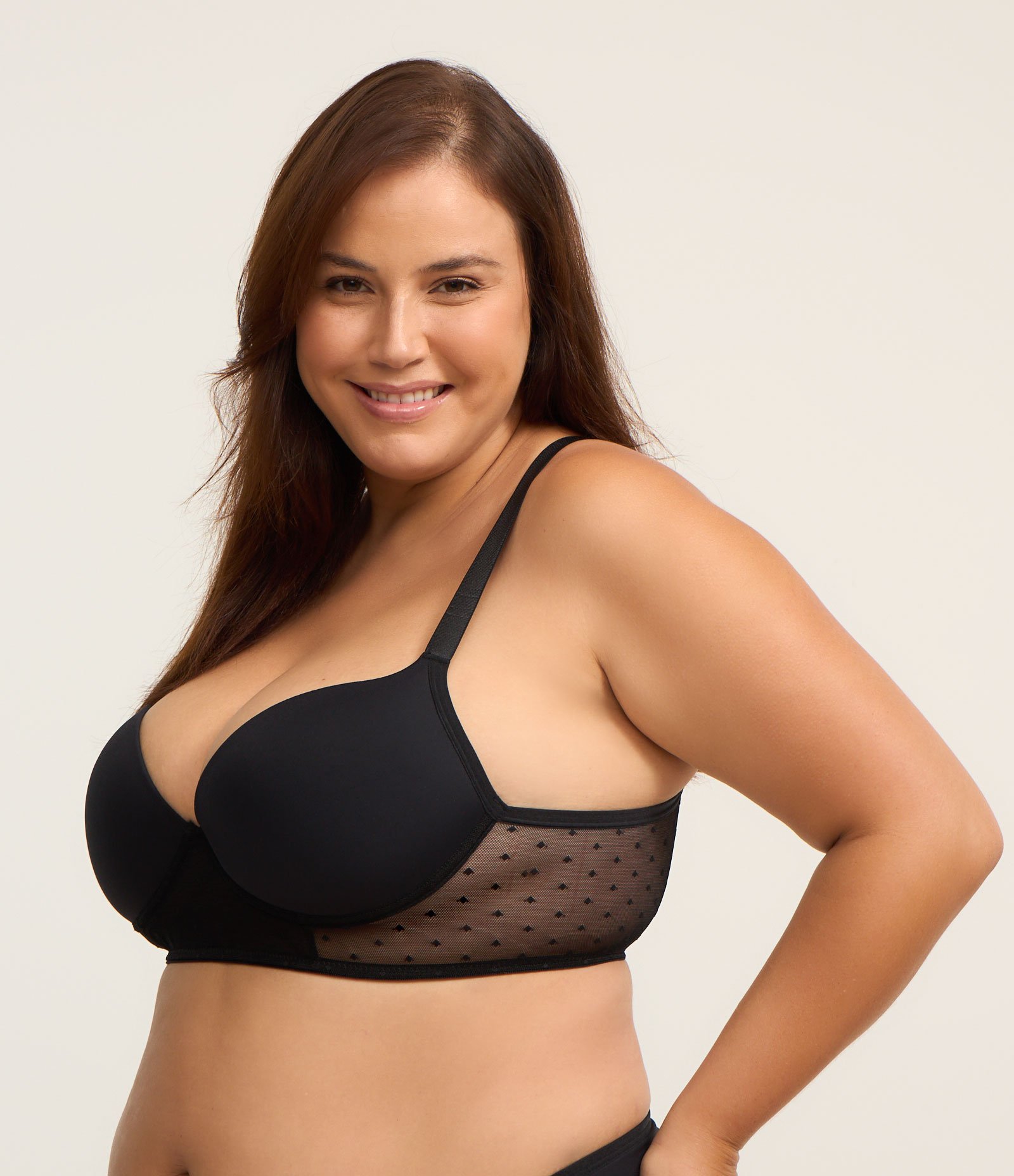 Sutiã com Aro Bojo Oco com Tule Poá Curve e Plus Size Preto 1