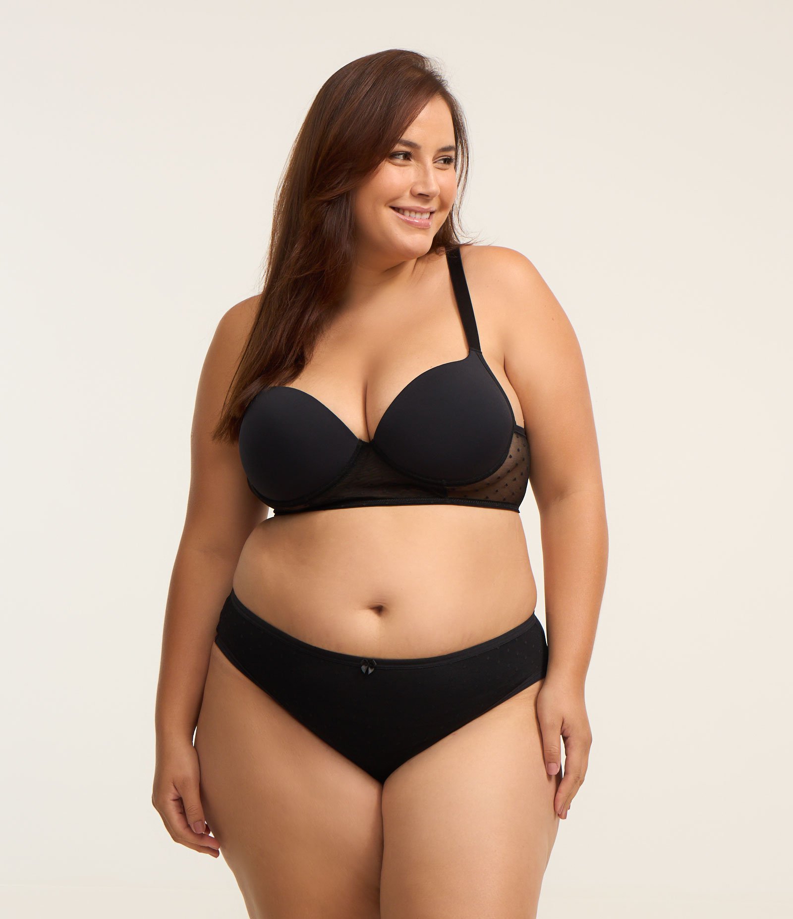 Sutiã com Aro Bojo Oco com Tule Poá Curve e Plus Size Preto 2