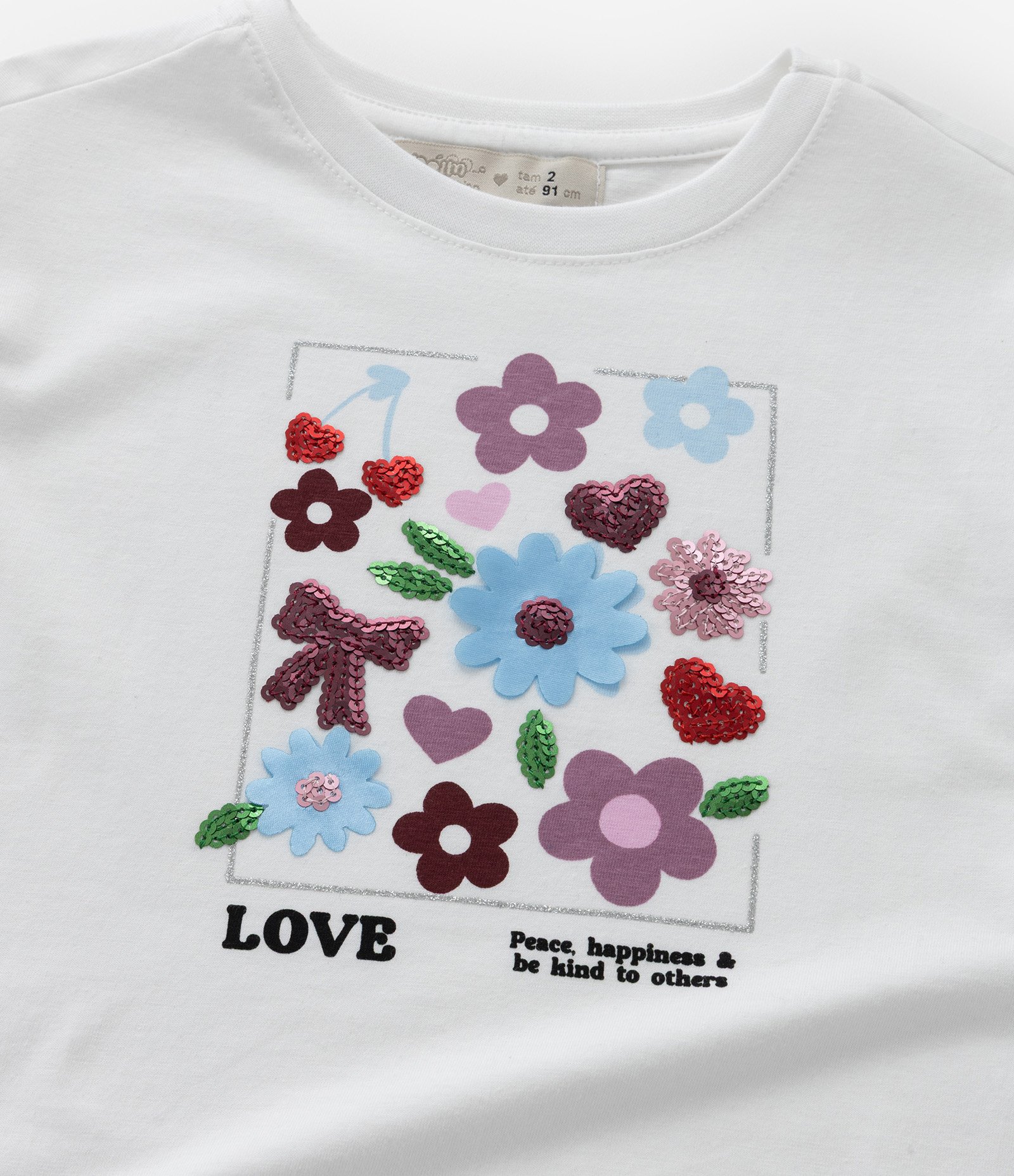 Conjunto Infantil com Babadinho e Estampa Poá e Flores - Tam 1 a 6 Anos Branco/Preto 11