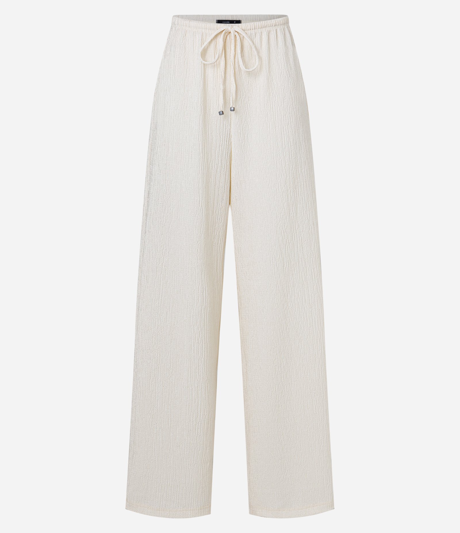 Calça Wide Leg com Textura e Elástico na Cintura Off White 6