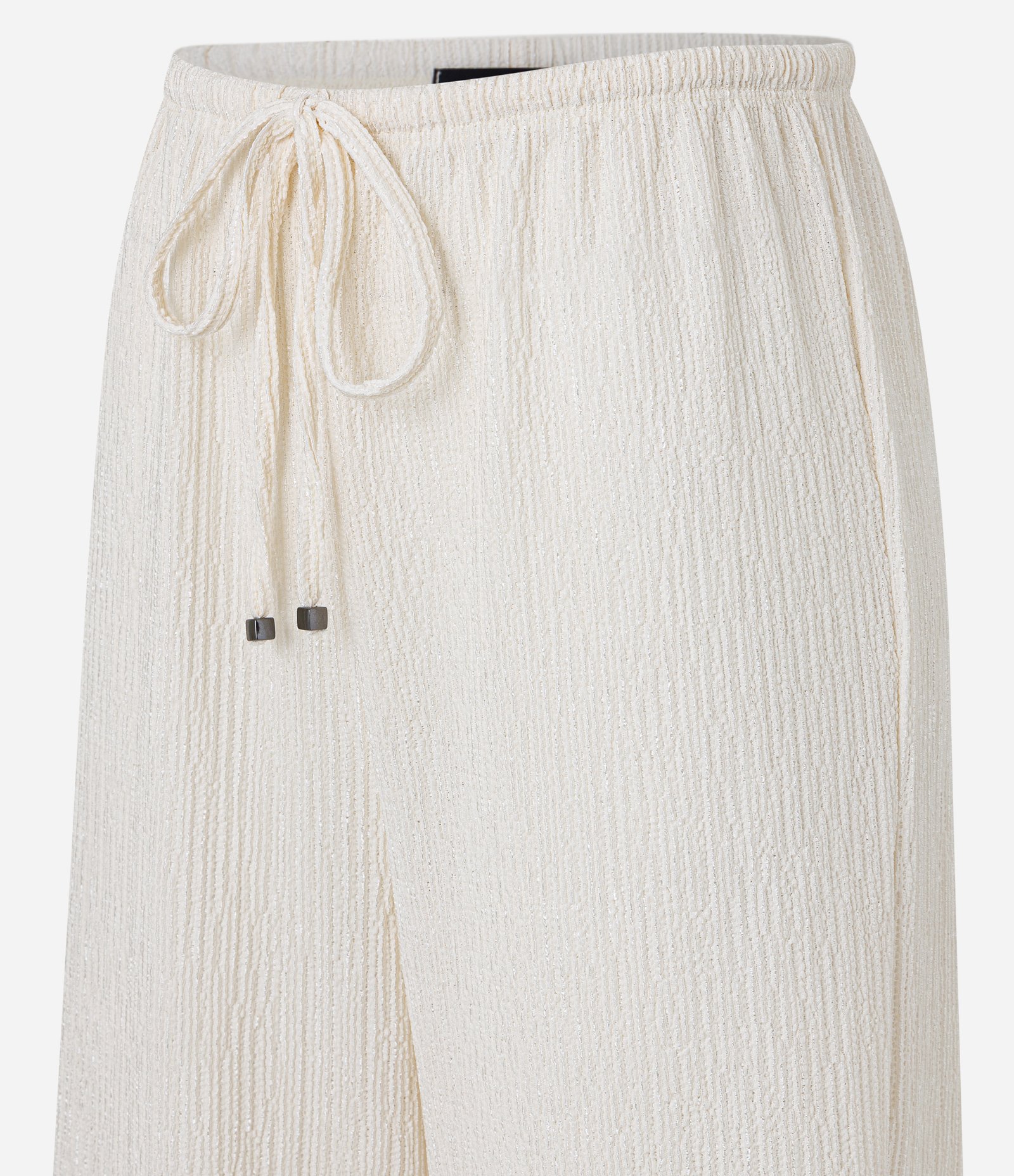 Calça Wide Leg com Textura e Elástico na Cintura Off White 7