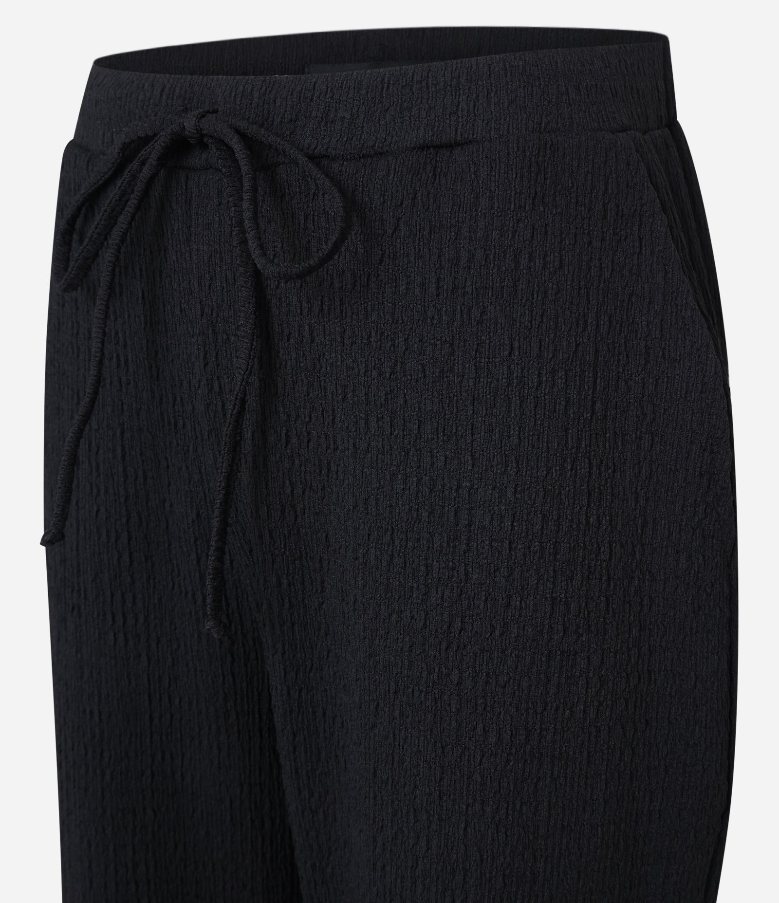 Calça Reta com Textura e Cós Elástico Preto 2