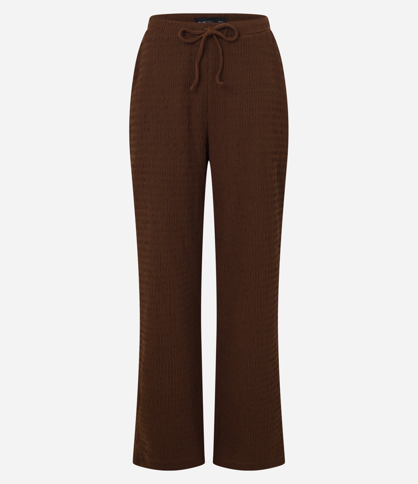 Calça Reta com Textura e Cós Elástico Marrom 6