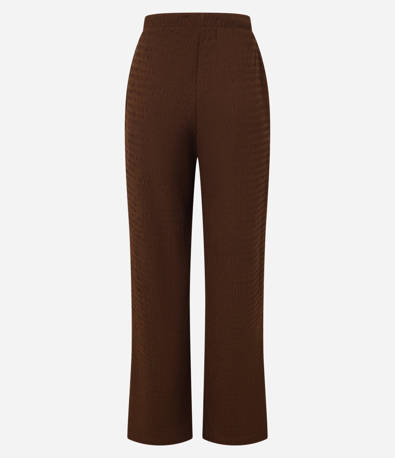 Calça Reta com Textura e Cós Elástico Marrom 8