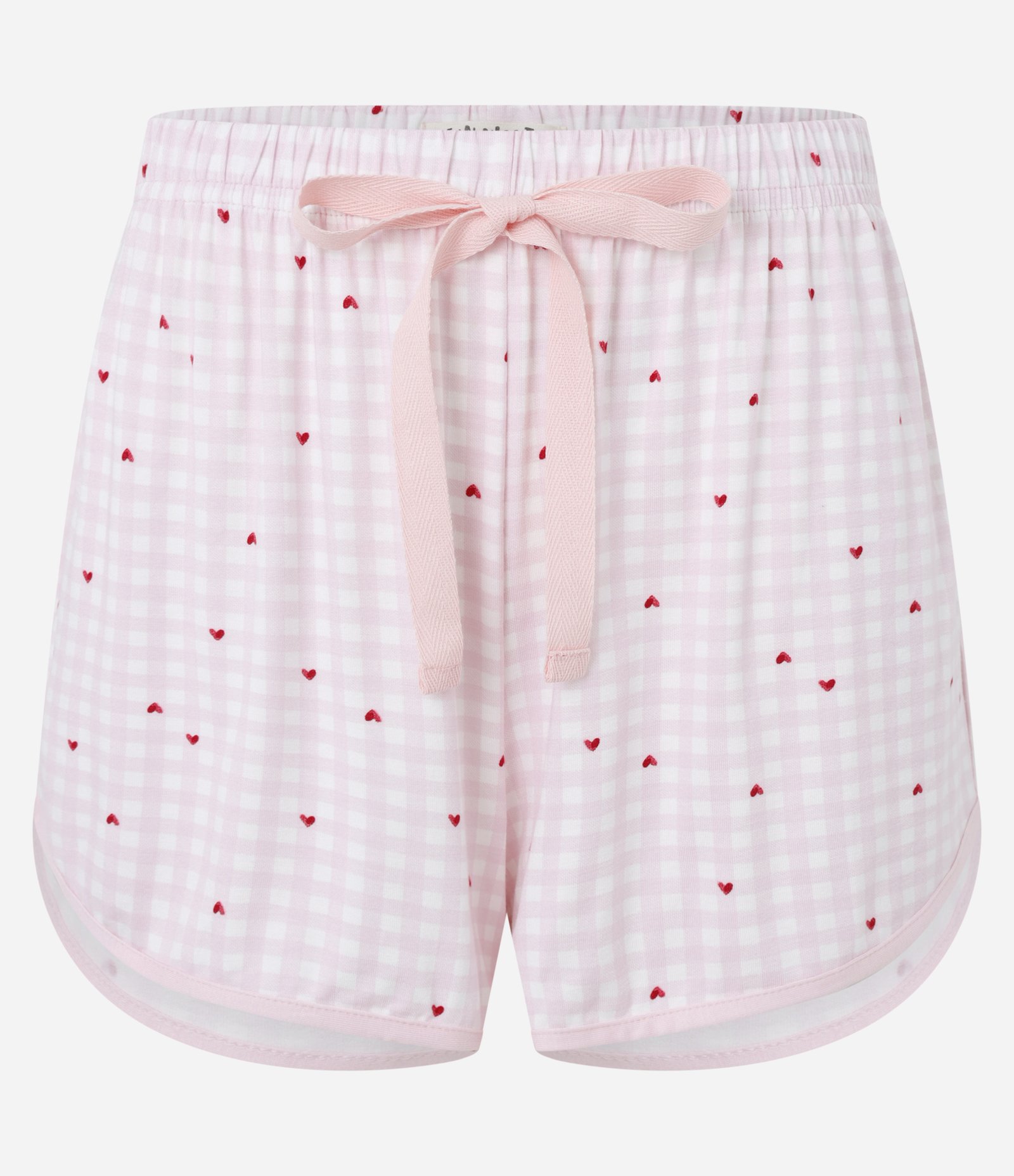 Short de Pijama Xadrez com Coração Rosa 5