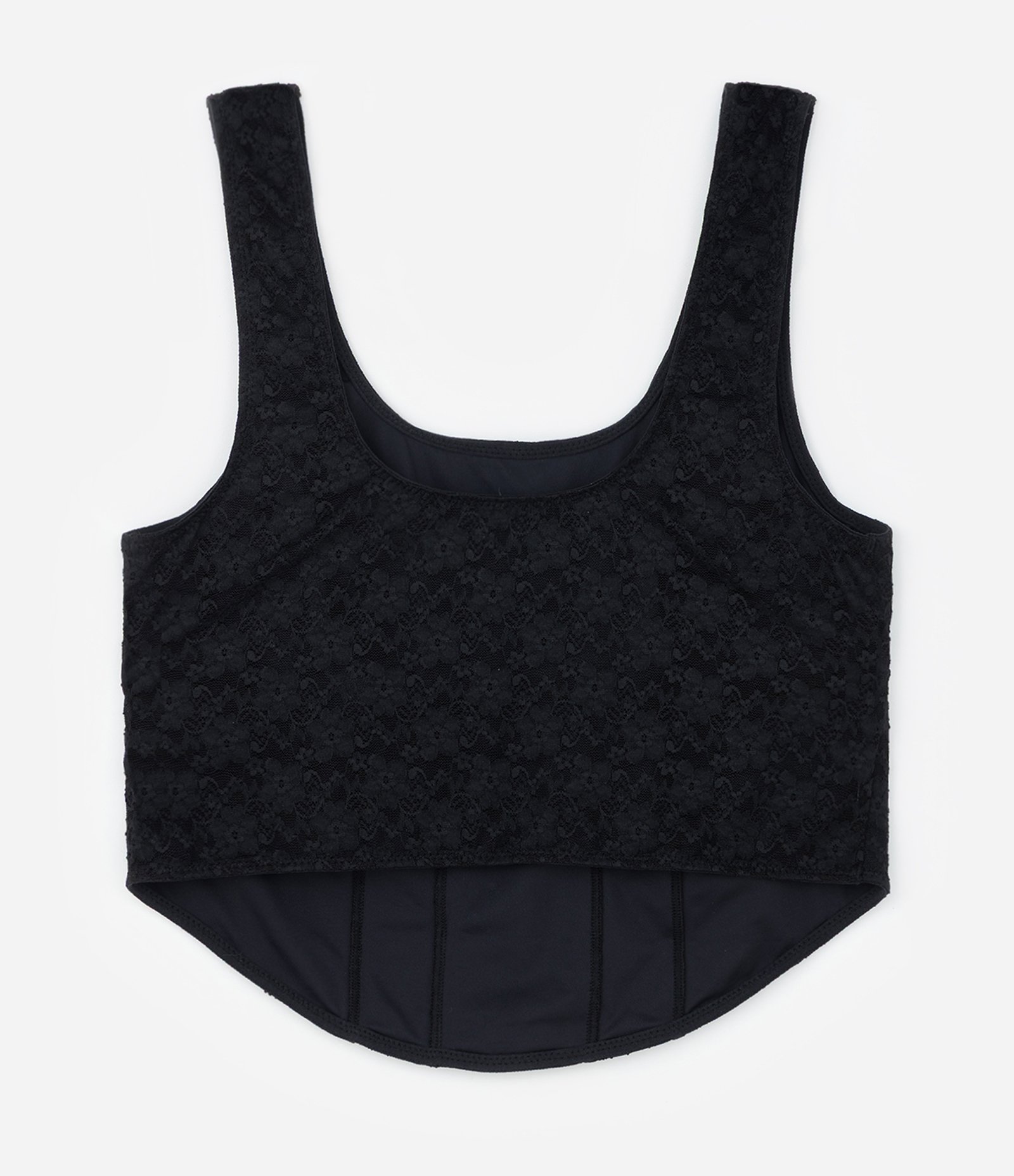 Corset em Laise sem Bojo com Renda Curve e Plus Size Preto 6