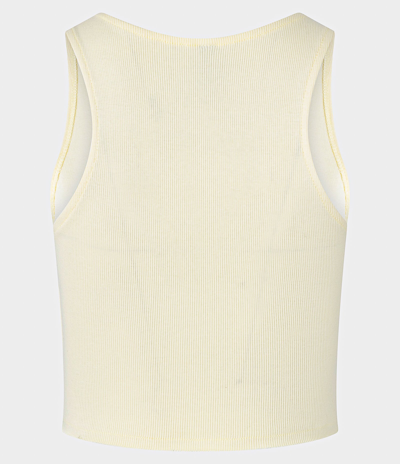 Blusa Cropped sem Manga em Algodão com Textura Canelada Amarelo 6