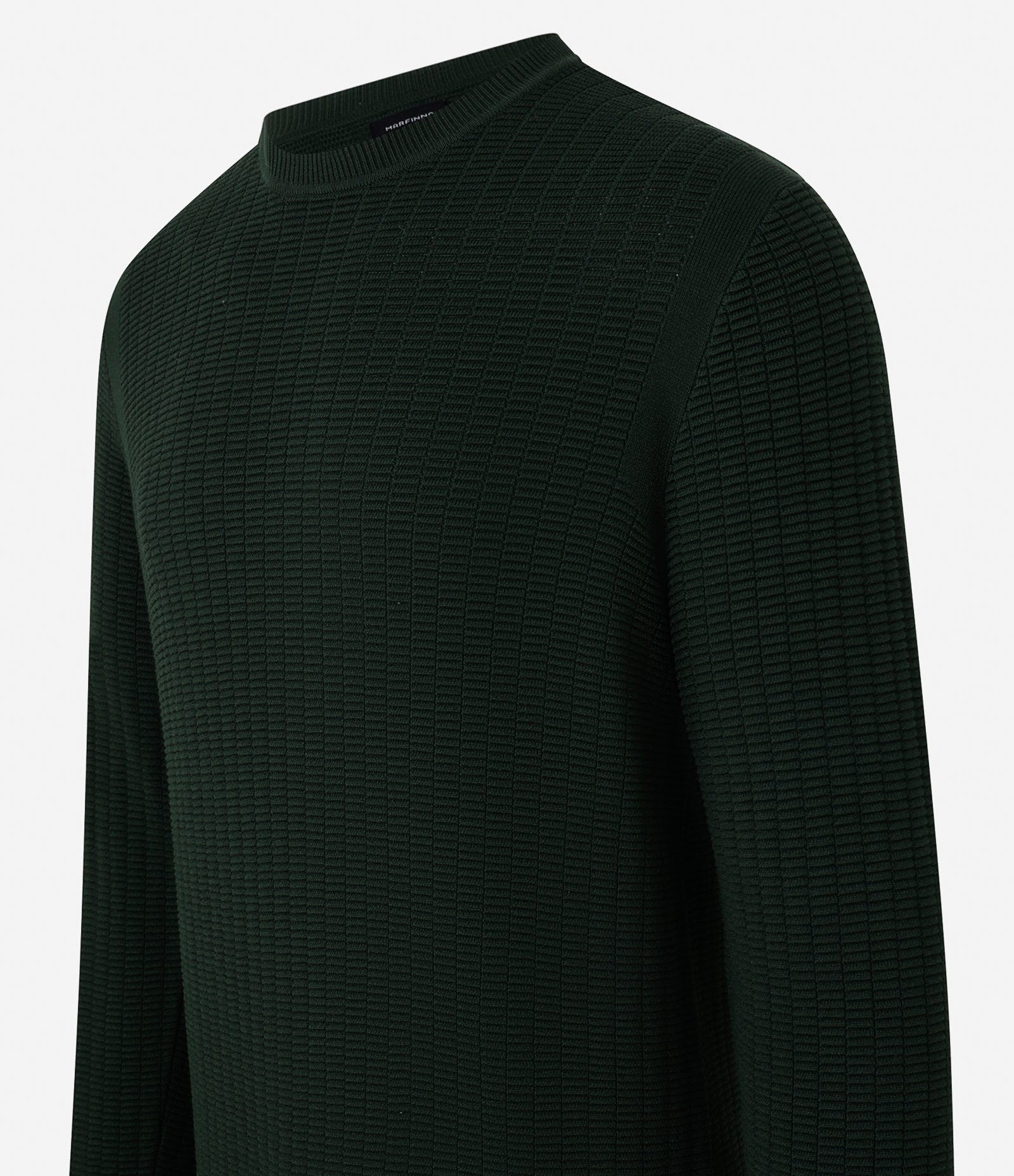 Suéter em Malha com Textura Xadrez Grid Verde Escuro 8