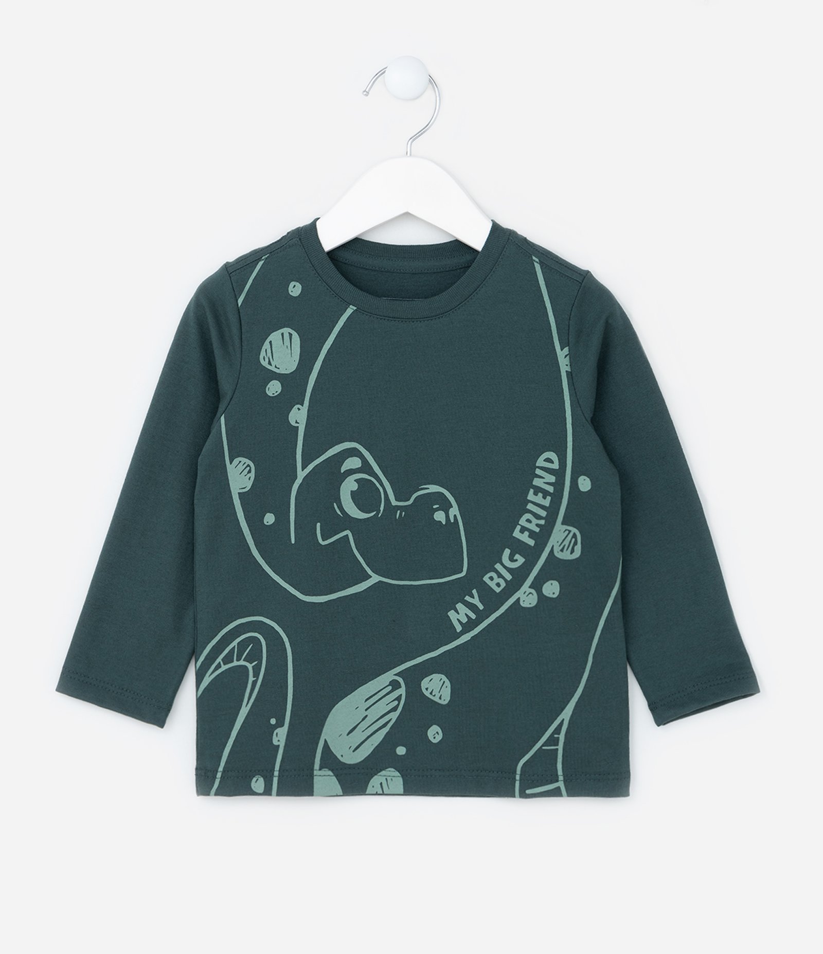 Camiseta Infantil com Estampa de Dino - Tam 1 a 6 Anos Verde 1