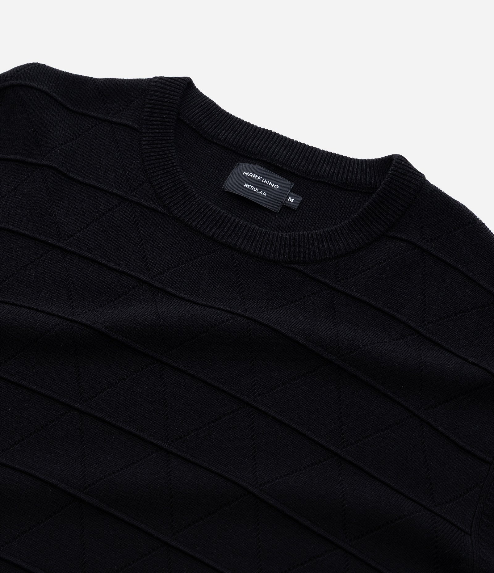 Suéter Regular em Tricô com Gola Redonda Preto 8