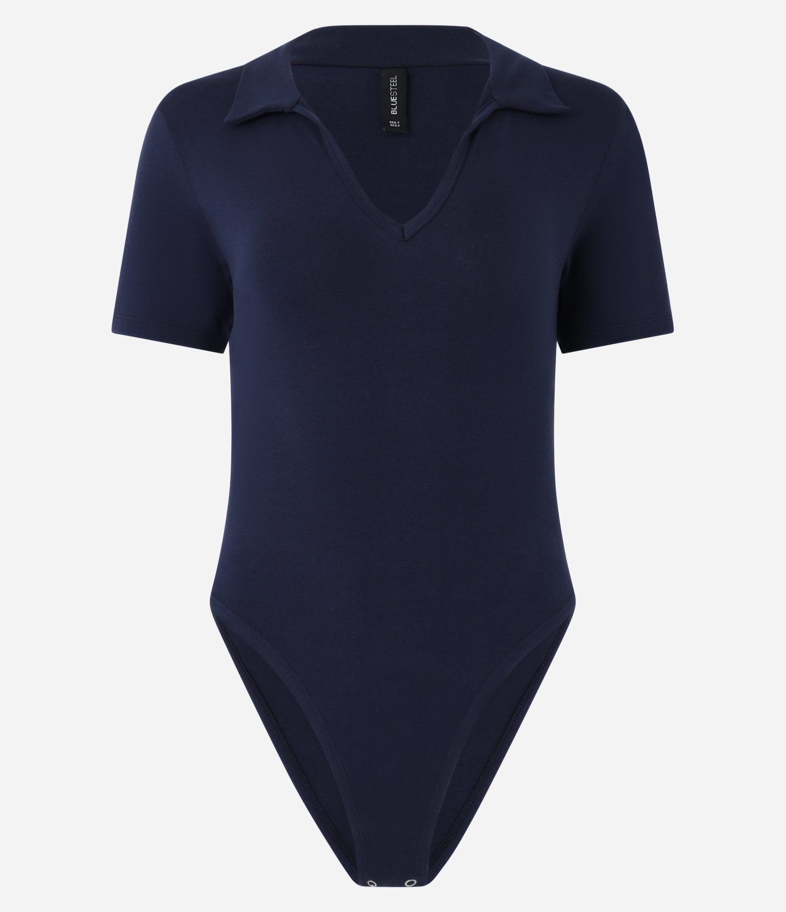 Body em Ribana com Gola Polo e Manga Curta Azul Marinho 6