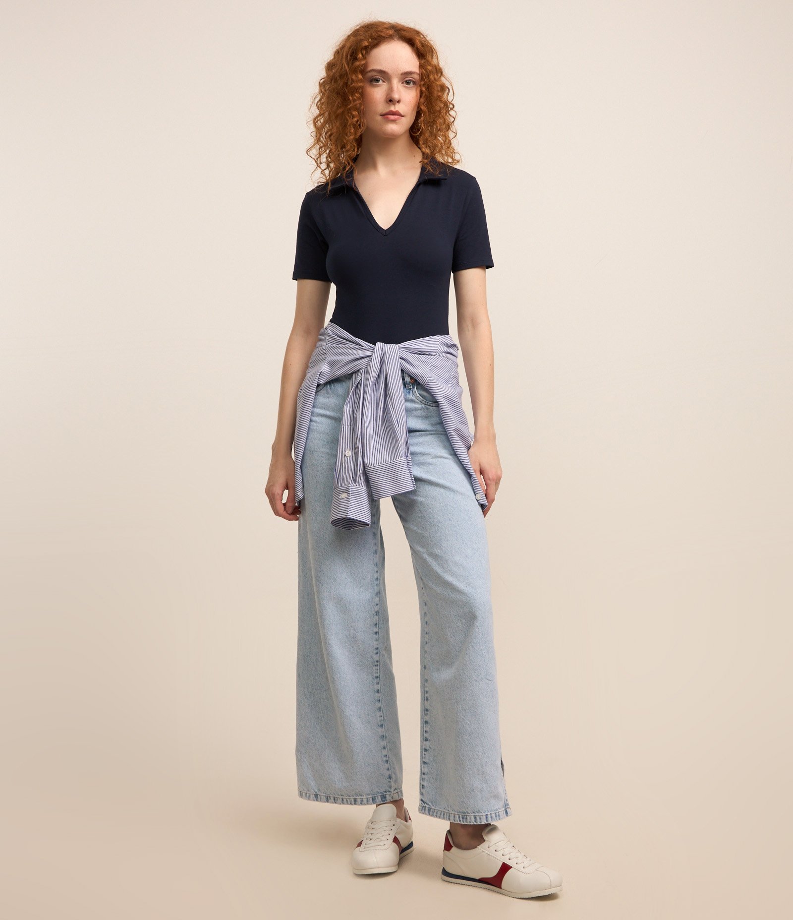 Body em Ribana com Gola Polo e Manga Curta Azul Marinho 2