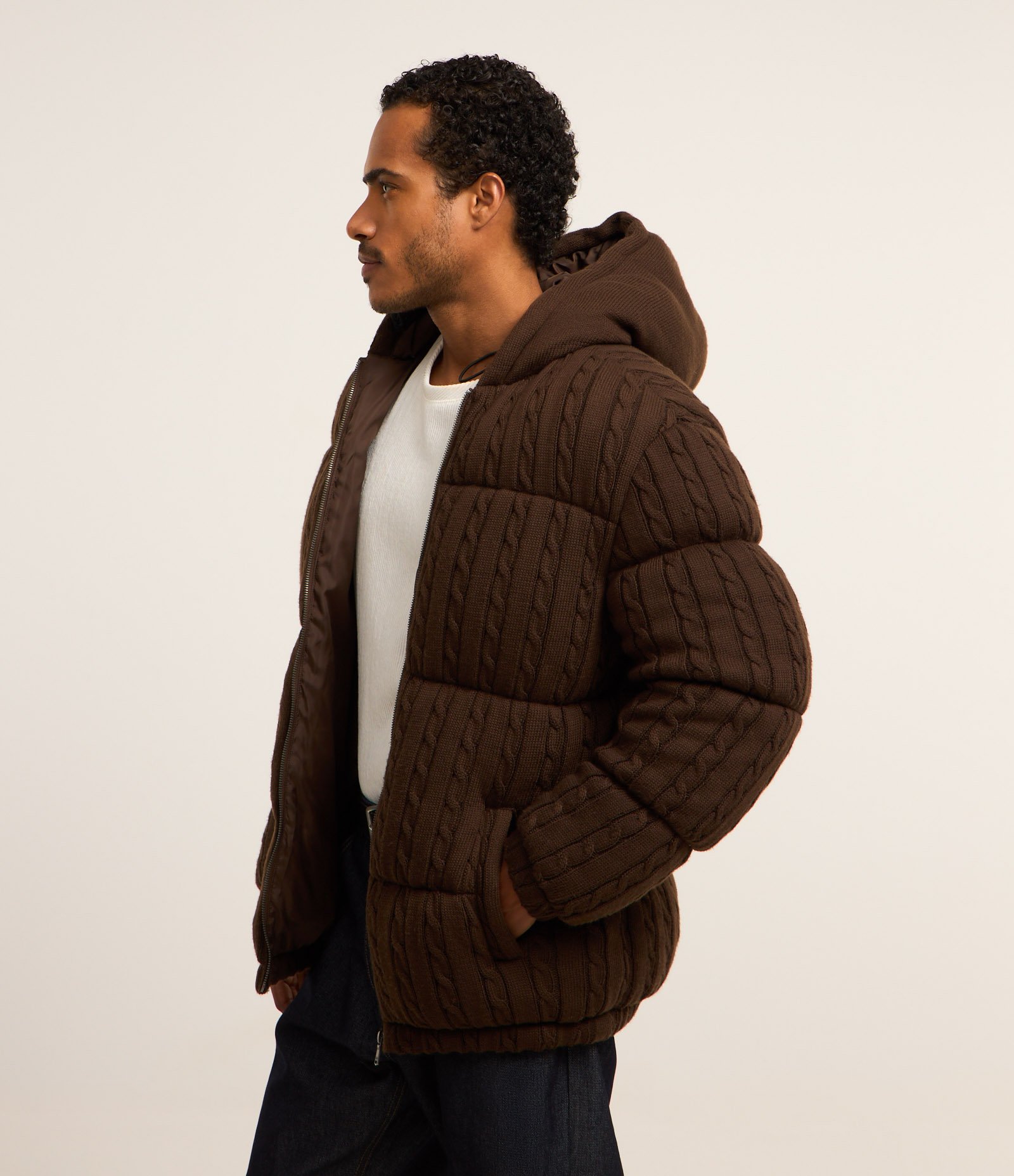 Jaqueta com Efeito Veludo com Textura Marrom 1