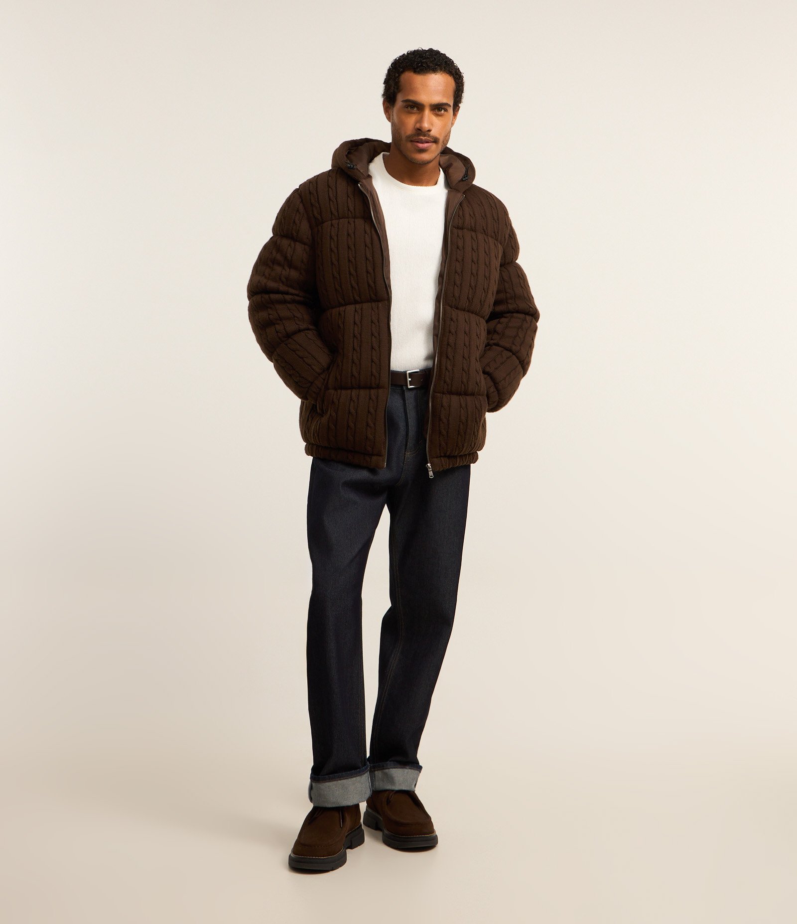 Jaqueta com Efeito Veludo com Textura Marrom 2