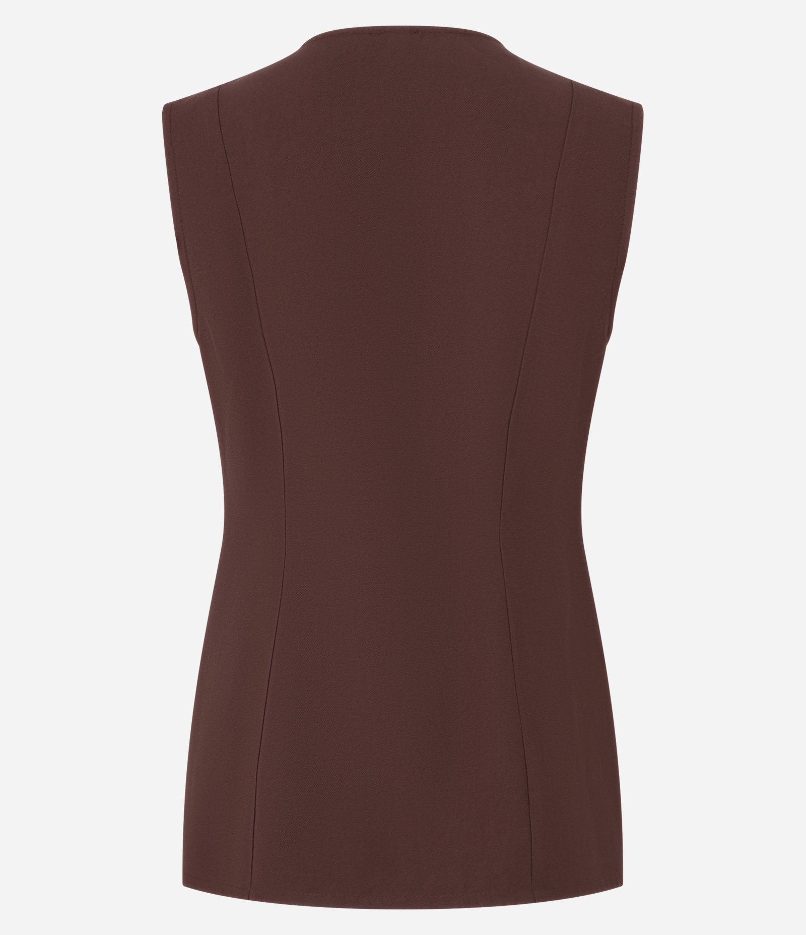 Colete Alongado em Alfaiataria com Botões na Frente Marrom 6