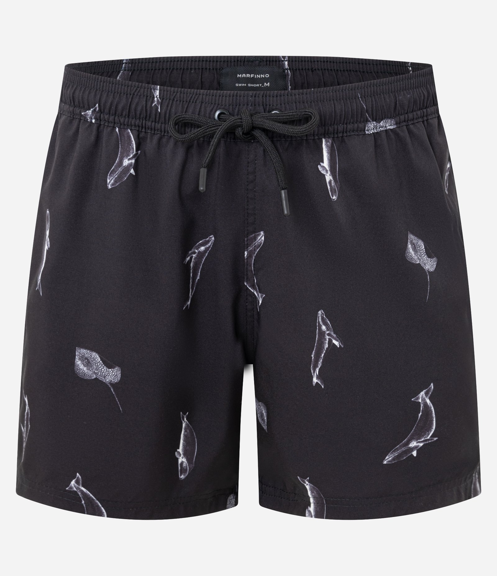 Bermuda de Banho em Microfibra com Estampa Mini Baleias Preto 4