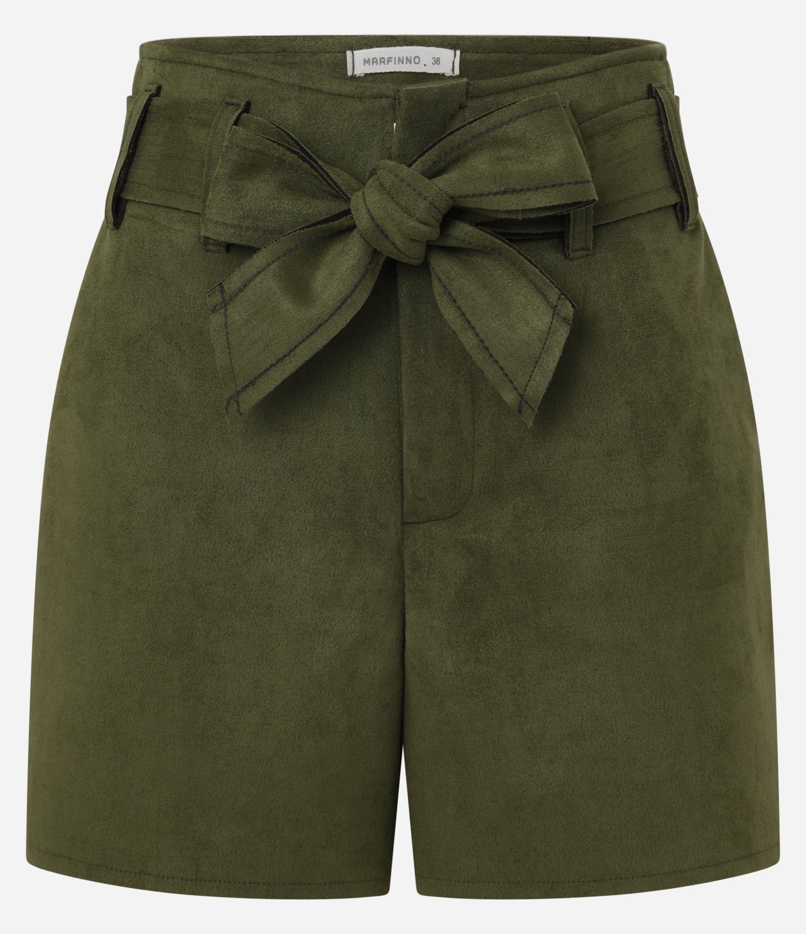 Bermuda em Suede com Amarração na Cintura Verde 1