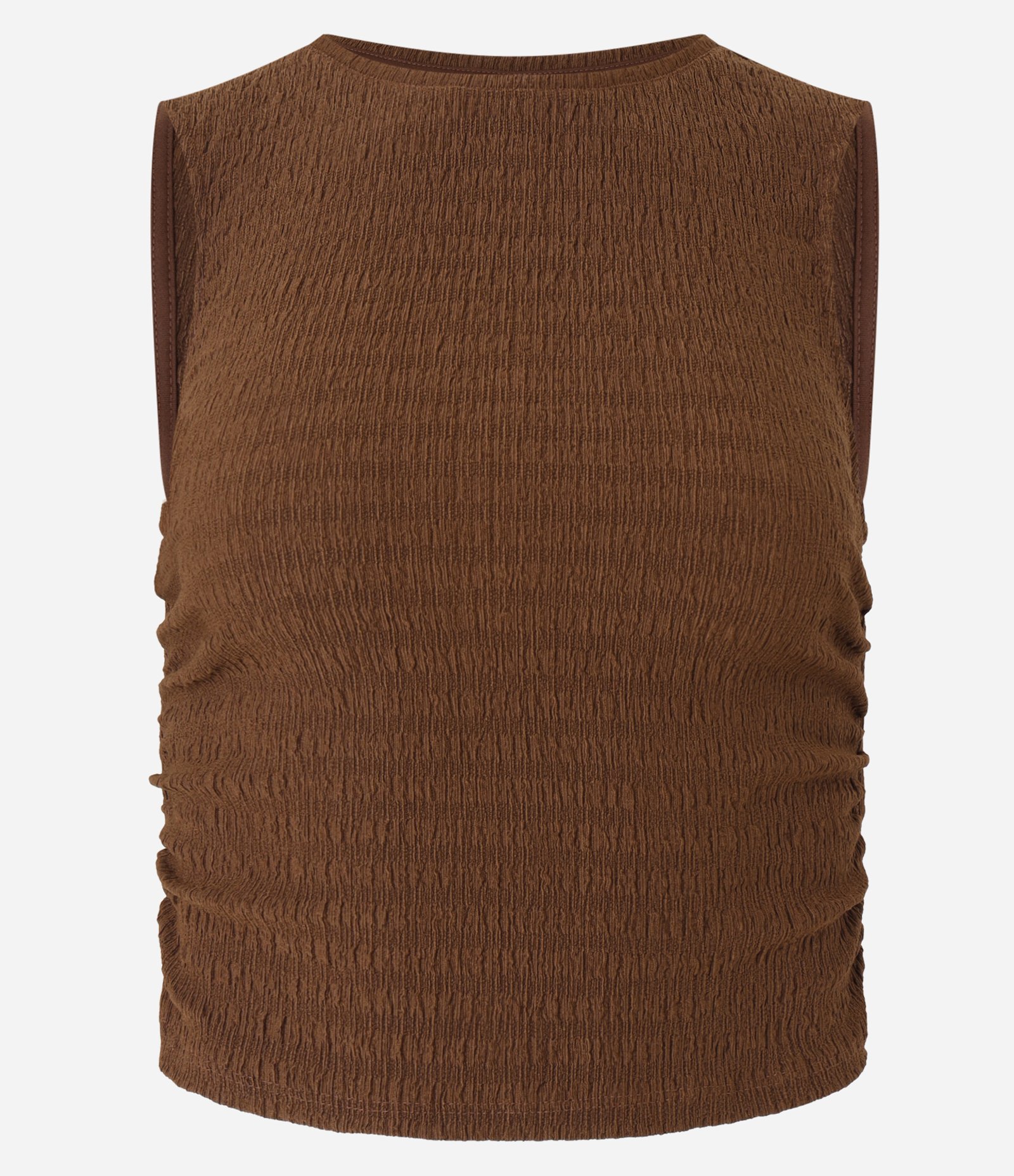 Blusa Texturizada com Franzidos Laterais Marrom 5