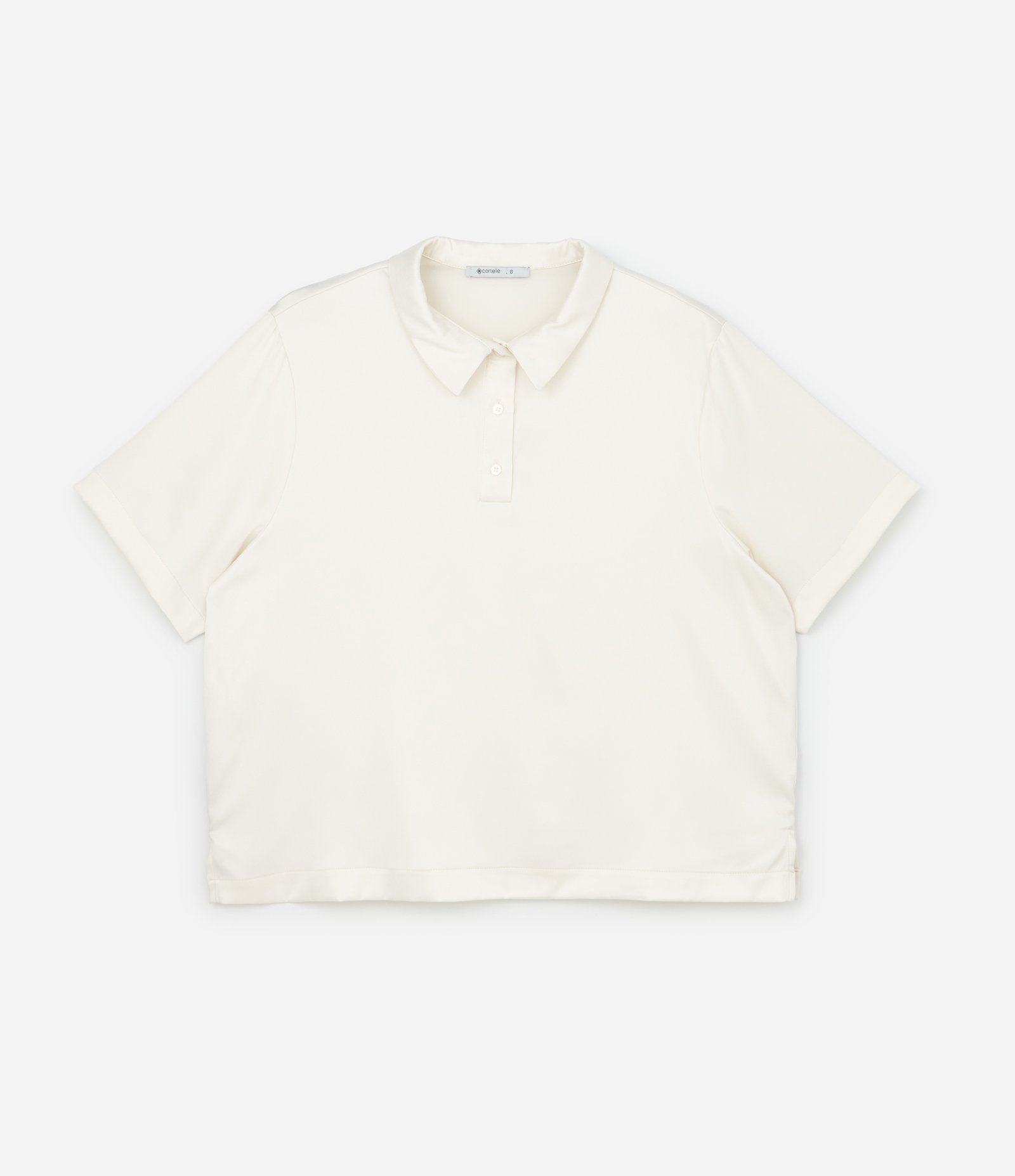 Camisa com Efeito Acetinado e Gola Polo Off White 5