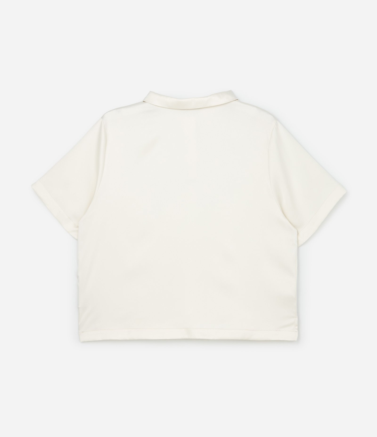 Camisa com Efeito Acetinado e Gola Polo Off White 6