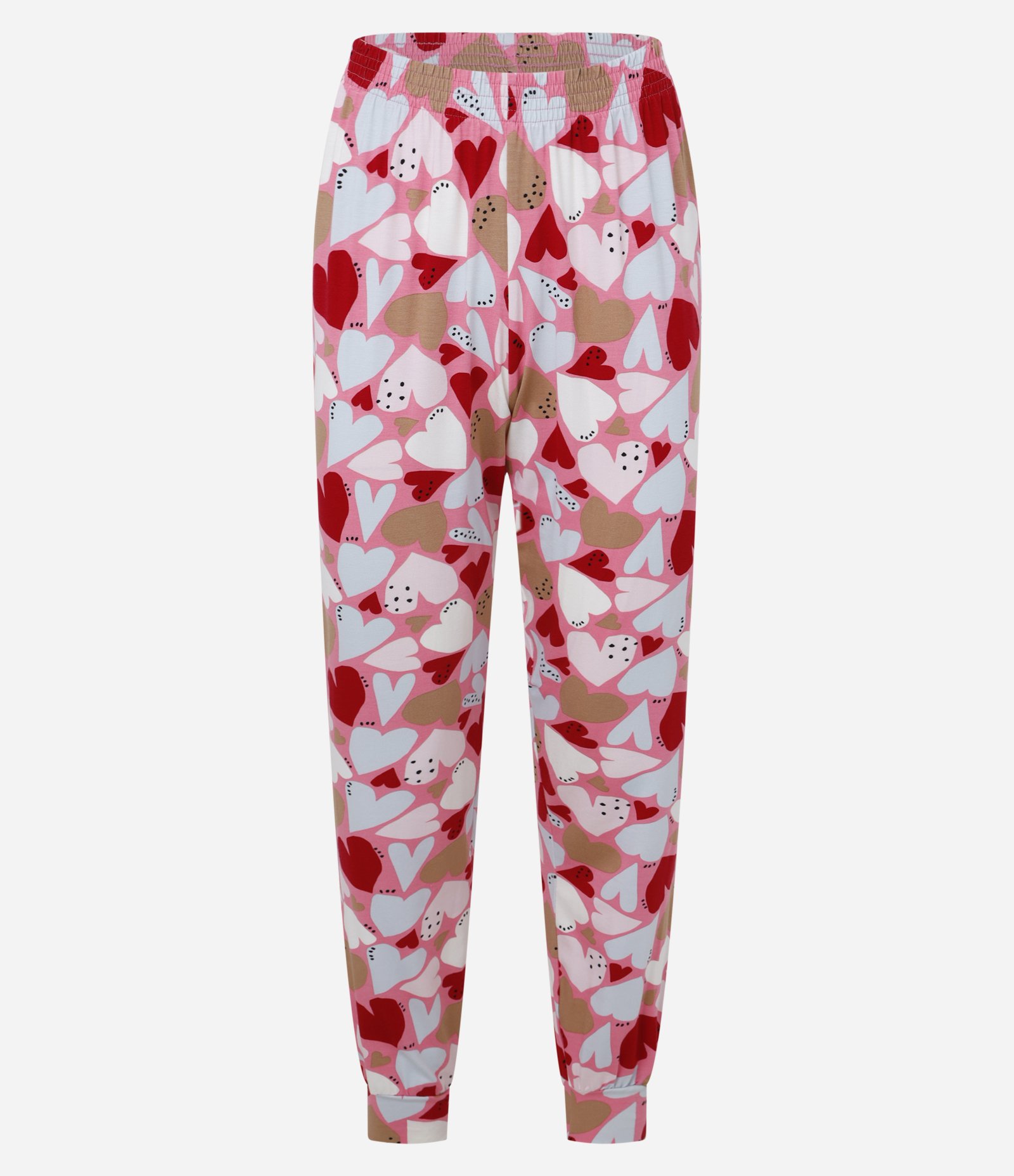 Pijama Longo em Ribana com Estampa de Coração Multicores 6