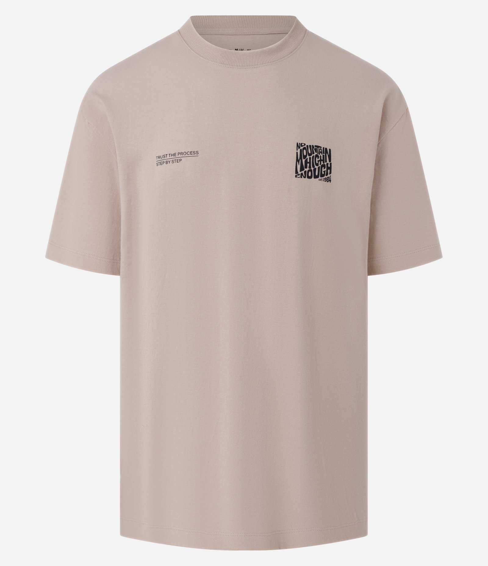 Camiseta Relaxed em Malhão com Estampa de Montanha Bege 5