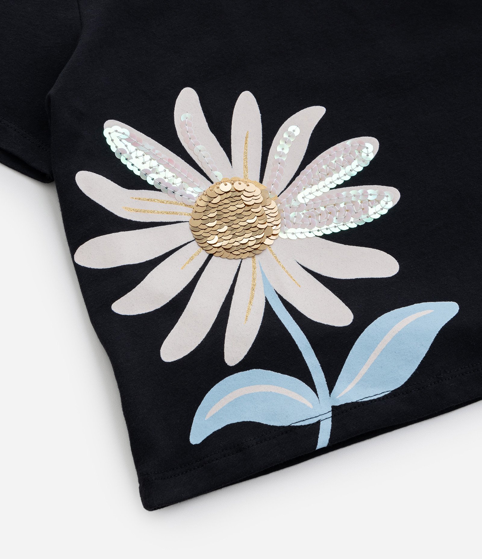 Blusa Curta Infantil com Bordado em Paetês - Tam 5 a 14 Anos Preto 4