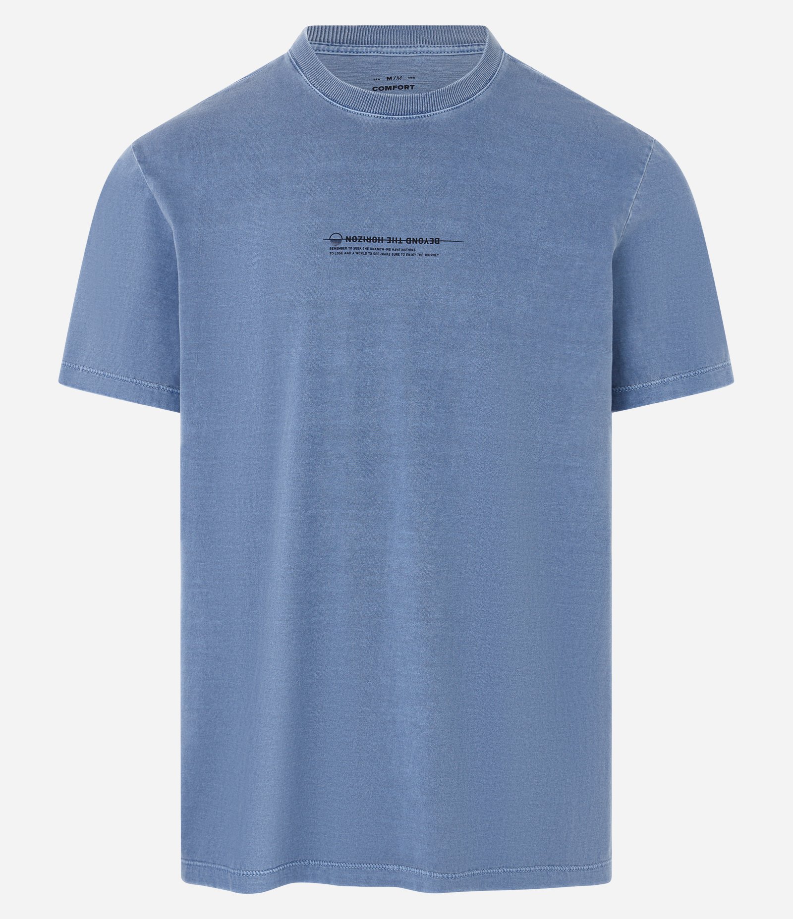 Camiseta Comfort em Algodão Estonado com Estampa Lettering Azul 4