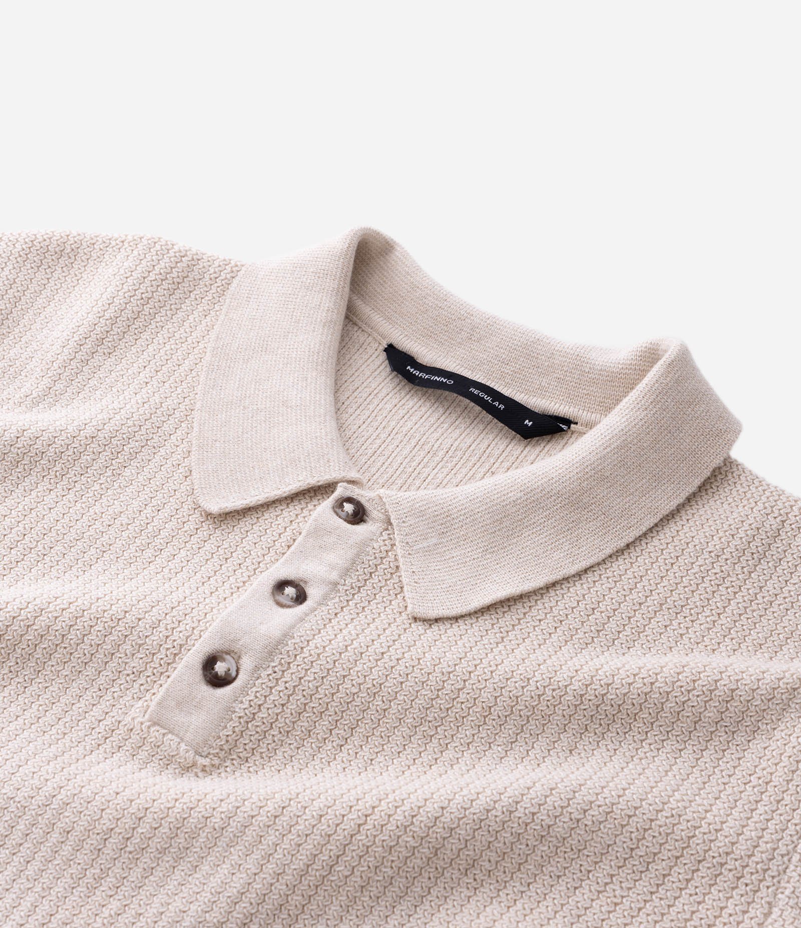 Camisa Polo Regular em Tricô com Botões Contrastantes Bege 12
