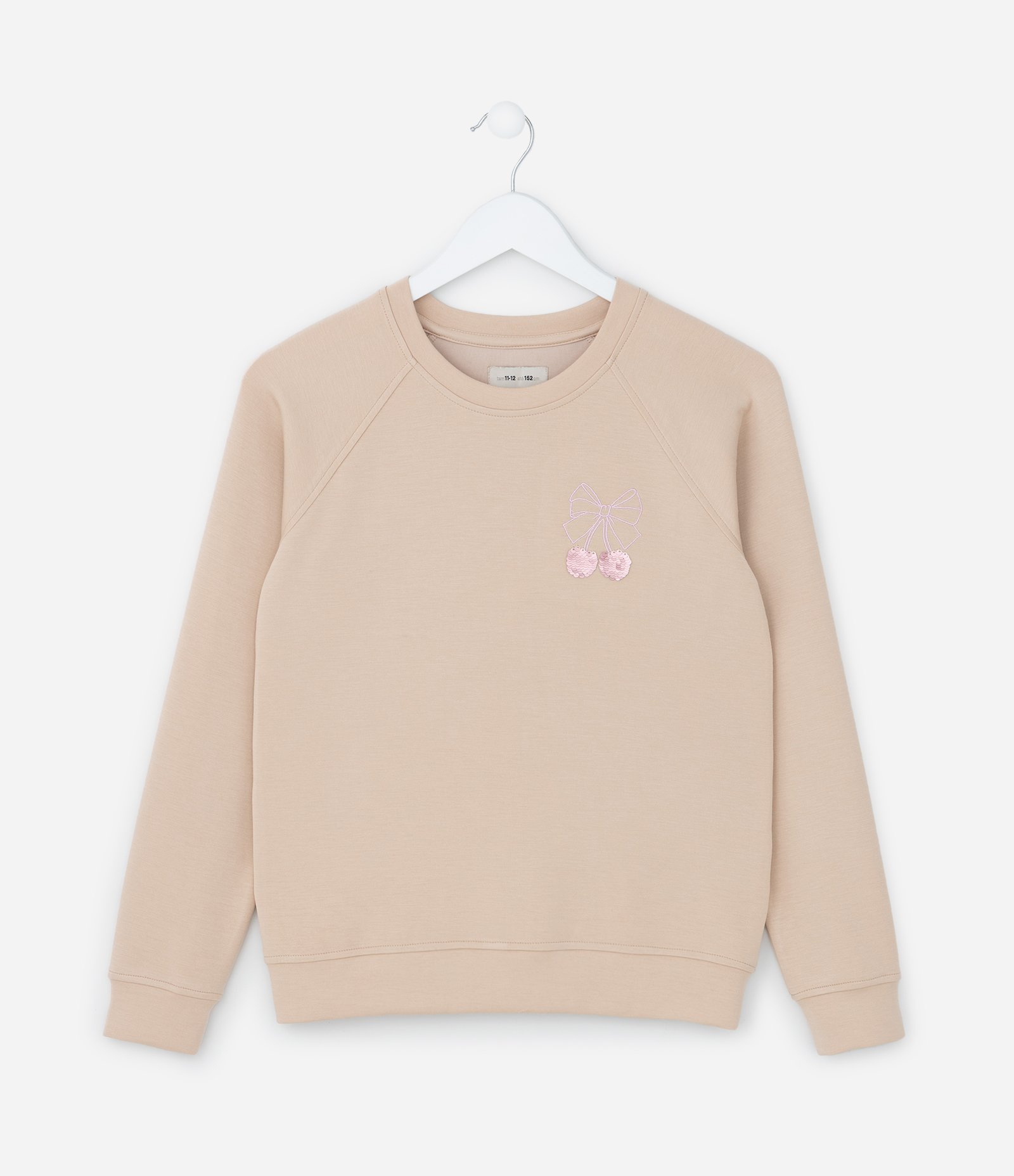 Casaco Infantil em Modal com Bordado em Paetês - Tam 5 a 14 Anos Bege 1