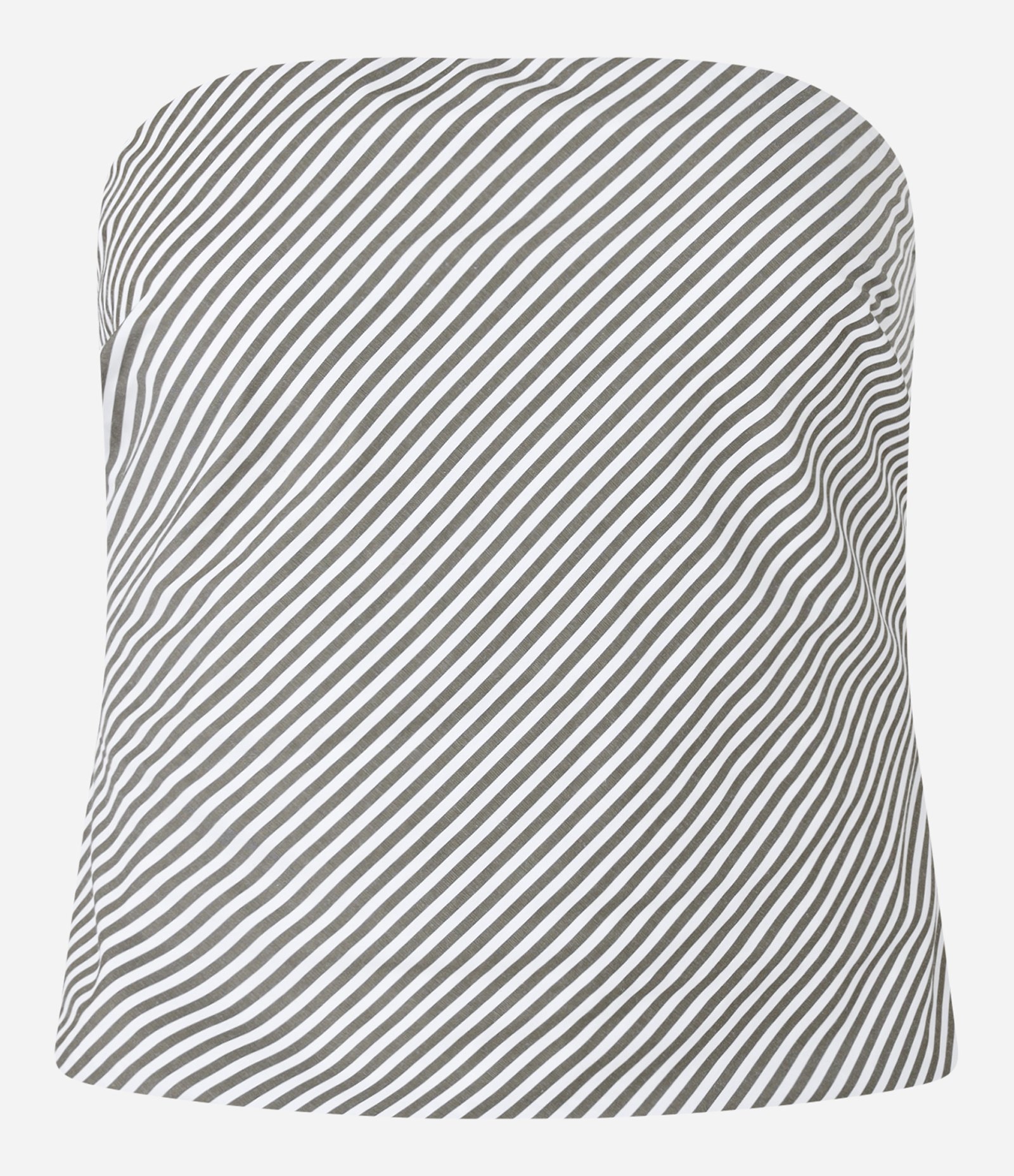 Blusa Tomara Que Caia em Tricoline Listrado com Lastex Verde/Branco 1