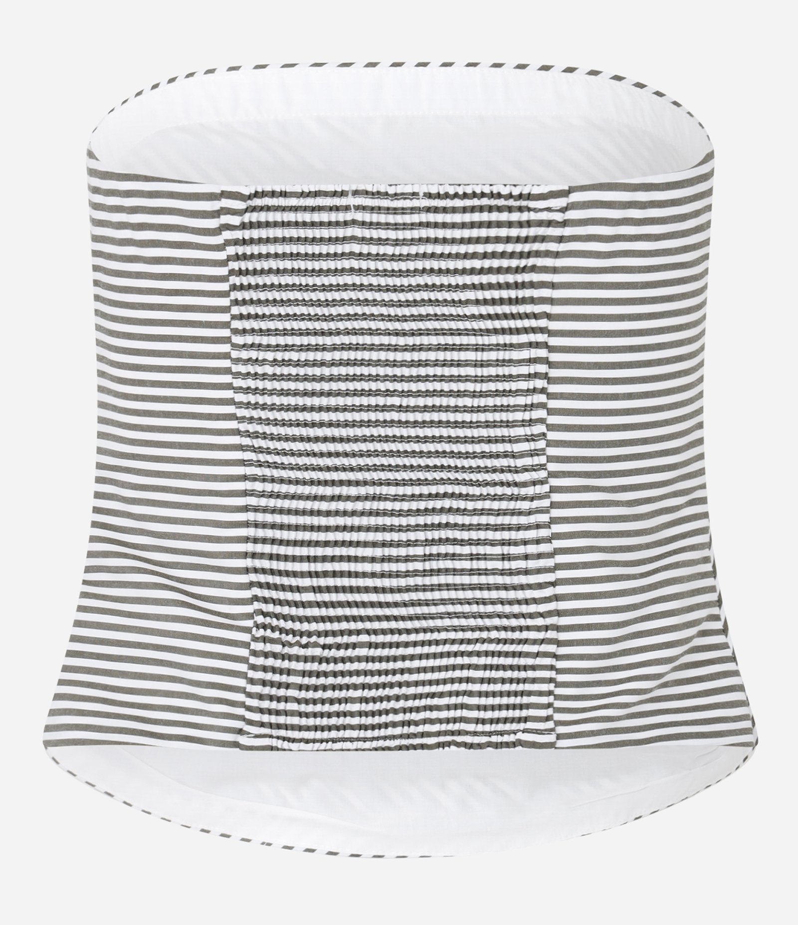 Blusa Tomara Que Caia em Tricoline Listrado com Lastex Verde/Branco 2