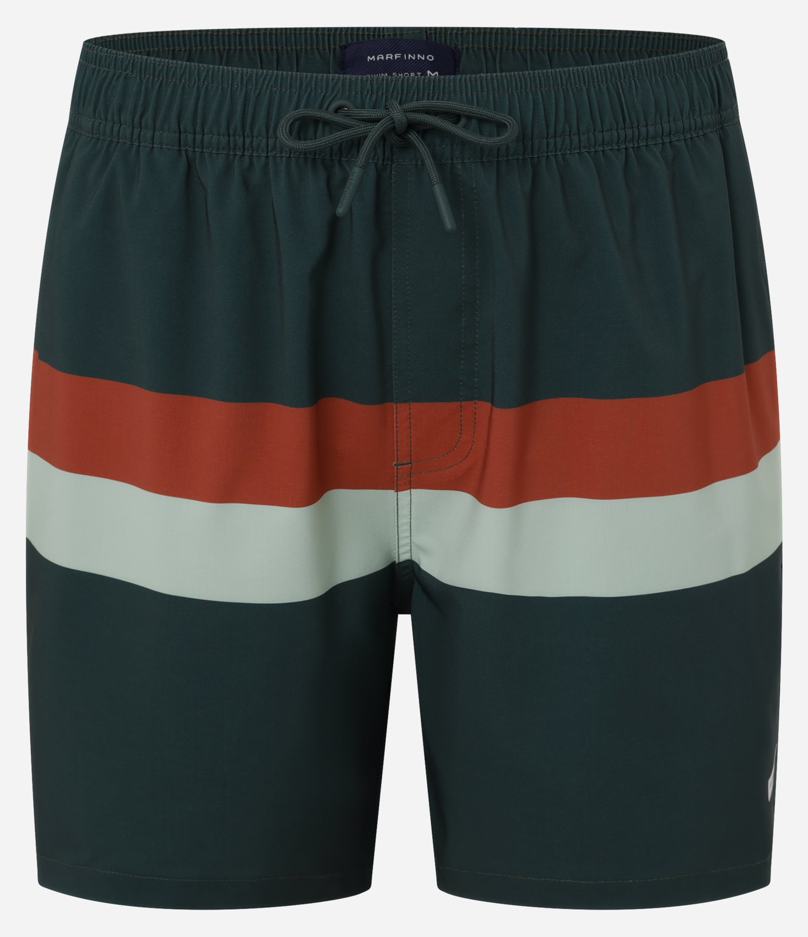 Bermuda de Banho em Ripstop com Blocos de Cor e Amarração Verde/Vermelho/Bege 6