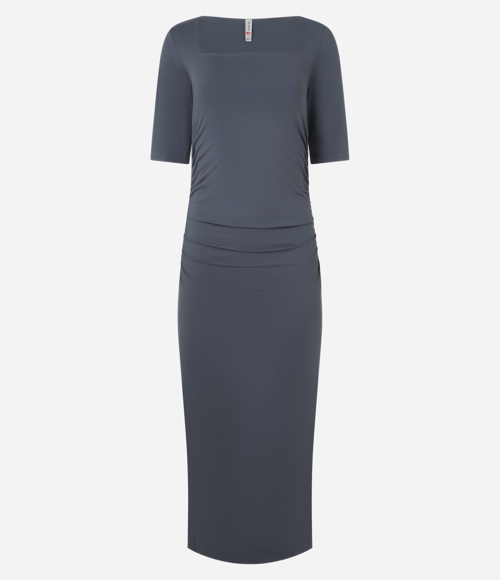 Vestido New Midi em Microfibra com Fenda Cinza 5