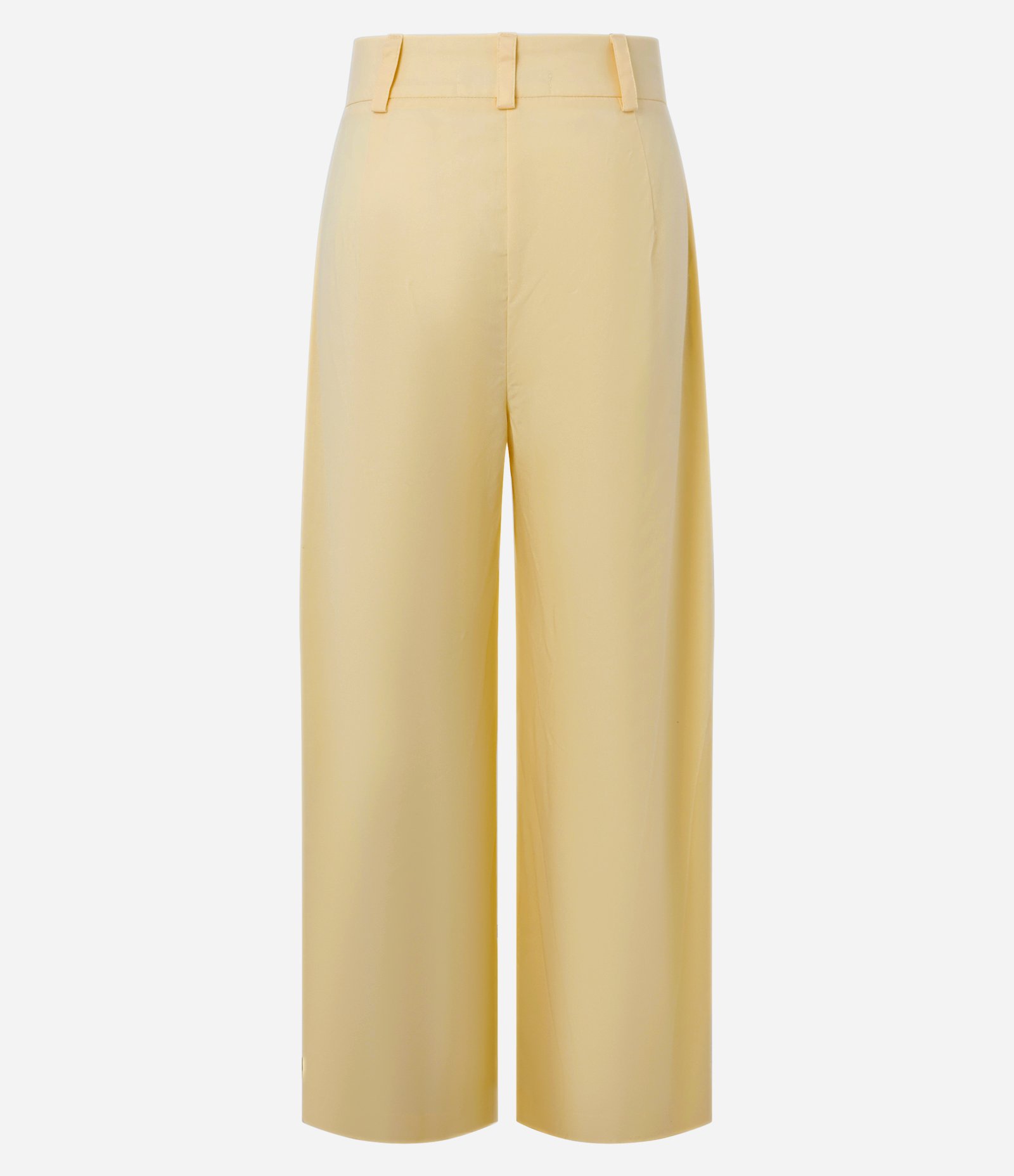 Calça Pantalona Cintura Alta em Tricoline Amarelo 7