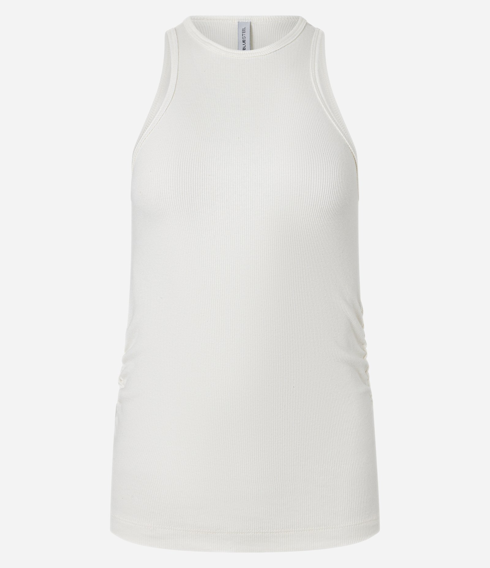 Blusa Regata em Ribana com Drapeado Lateral Branco 4