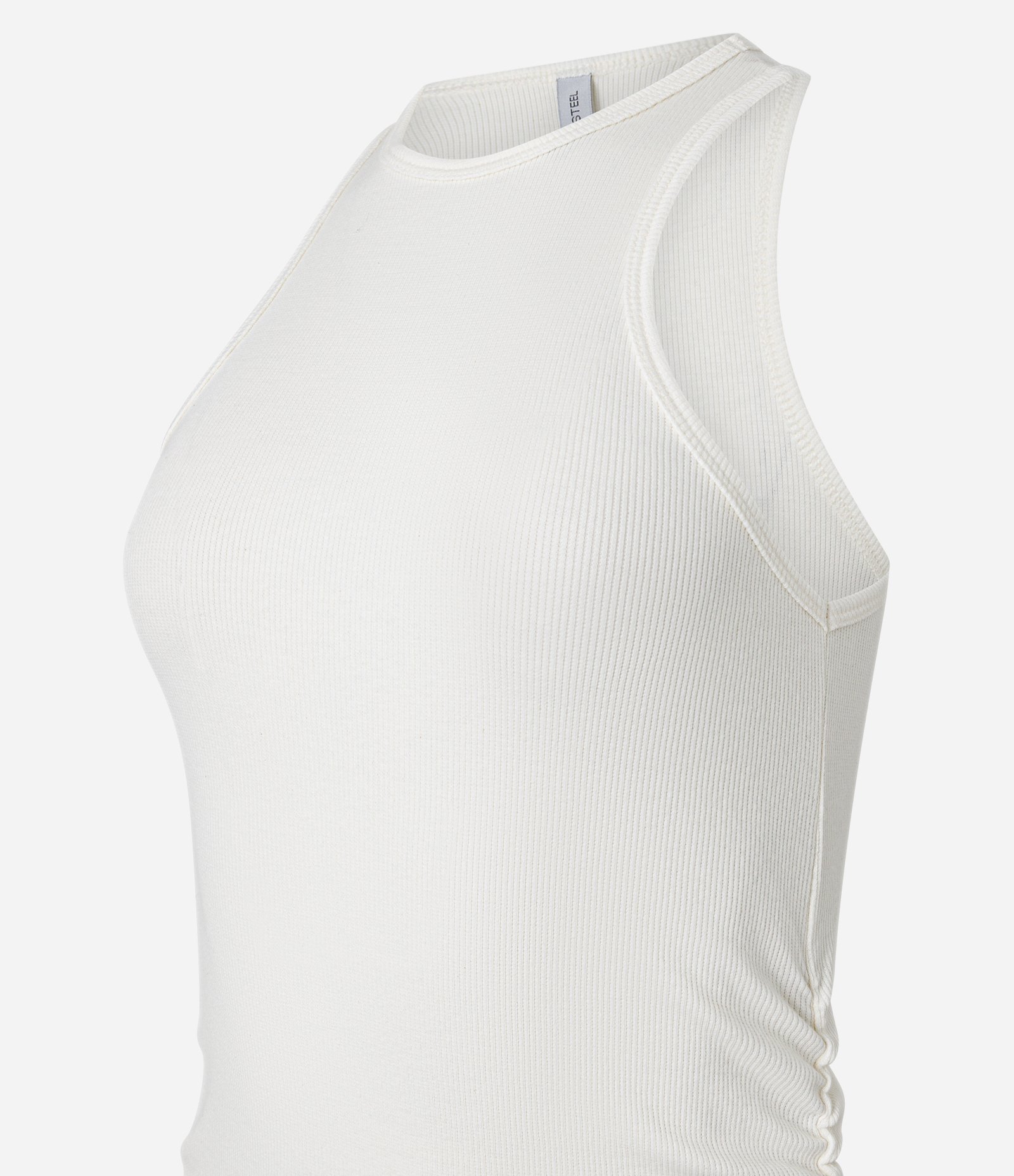 Blusa Regata em Ribana com Drapeado Lateral Branco 5