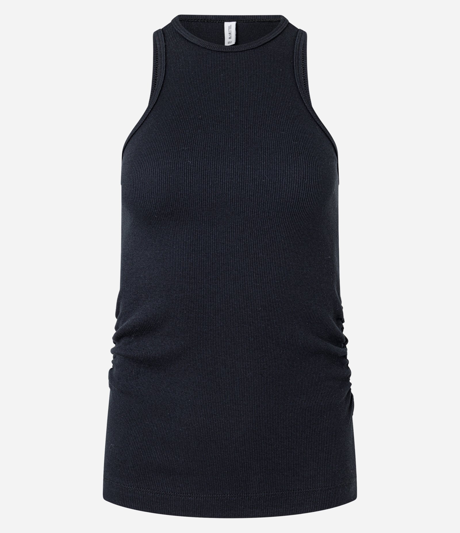 Blusa Regata em Ribana com Drapeado Lateral Preto 4