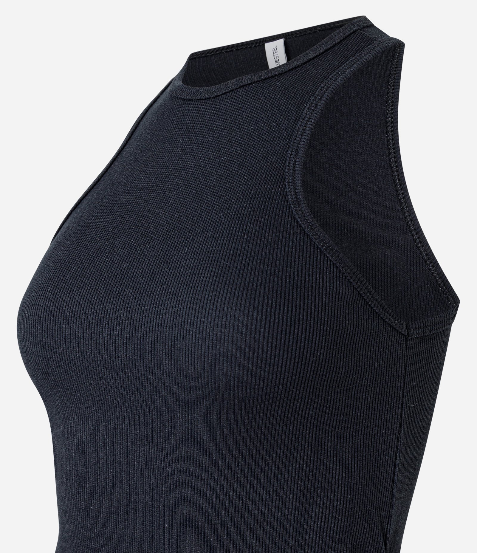 Blusa Regata em Ribana com Drapeado Lateral Preto 5